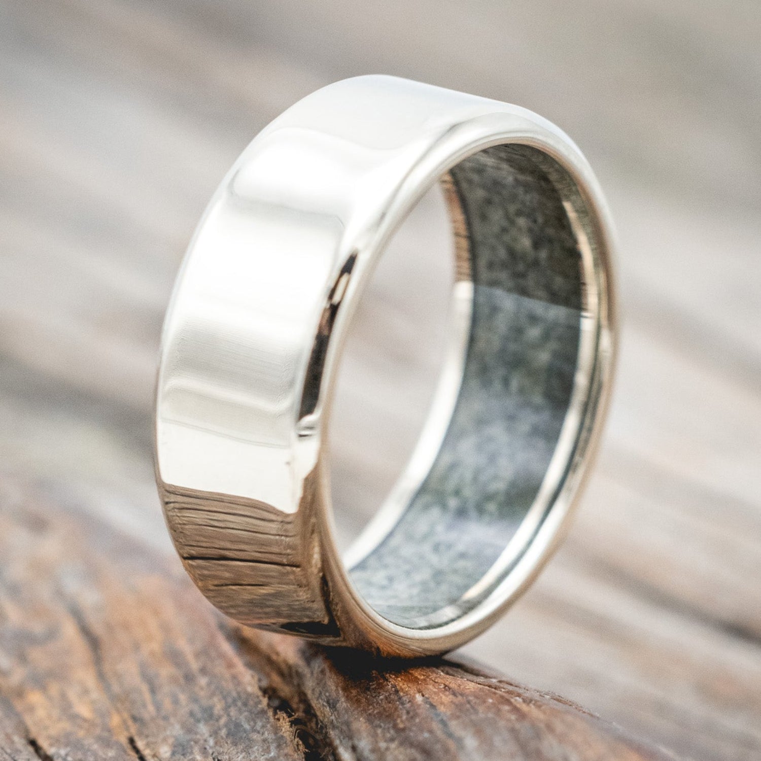 CRUSHED MOSS AGATE LINED WEDDING BAND-Staghead Designs