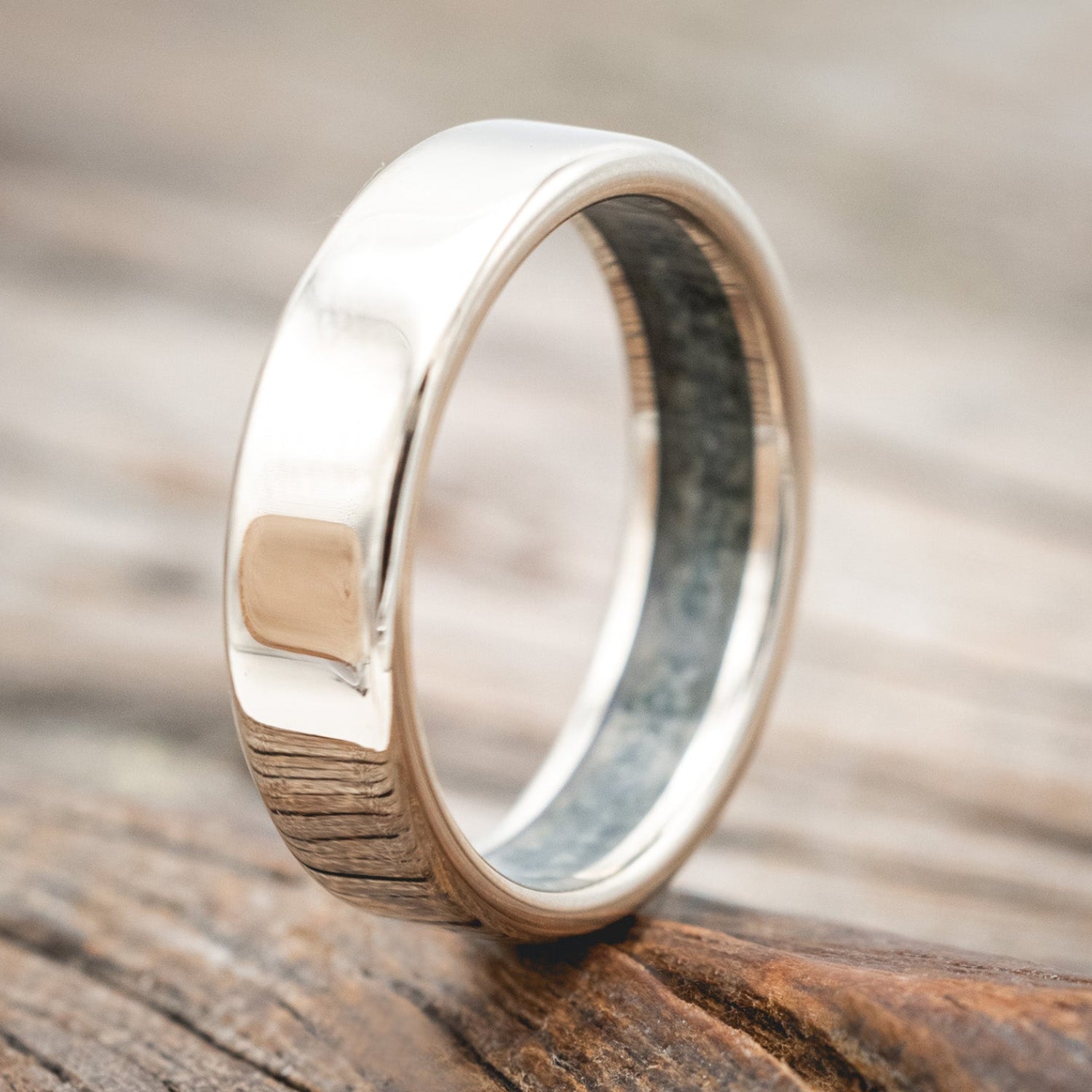 CRUSHED MOSS AGATE LINED WEDDING BAND-Staghead Designs