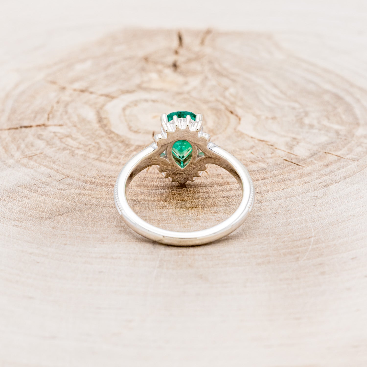 "DESTINY" - PEAR-SHAPED LAB-GROWN EMERALD ENGAGEMENT RING WITH DIAMOND ACCENTS-5
