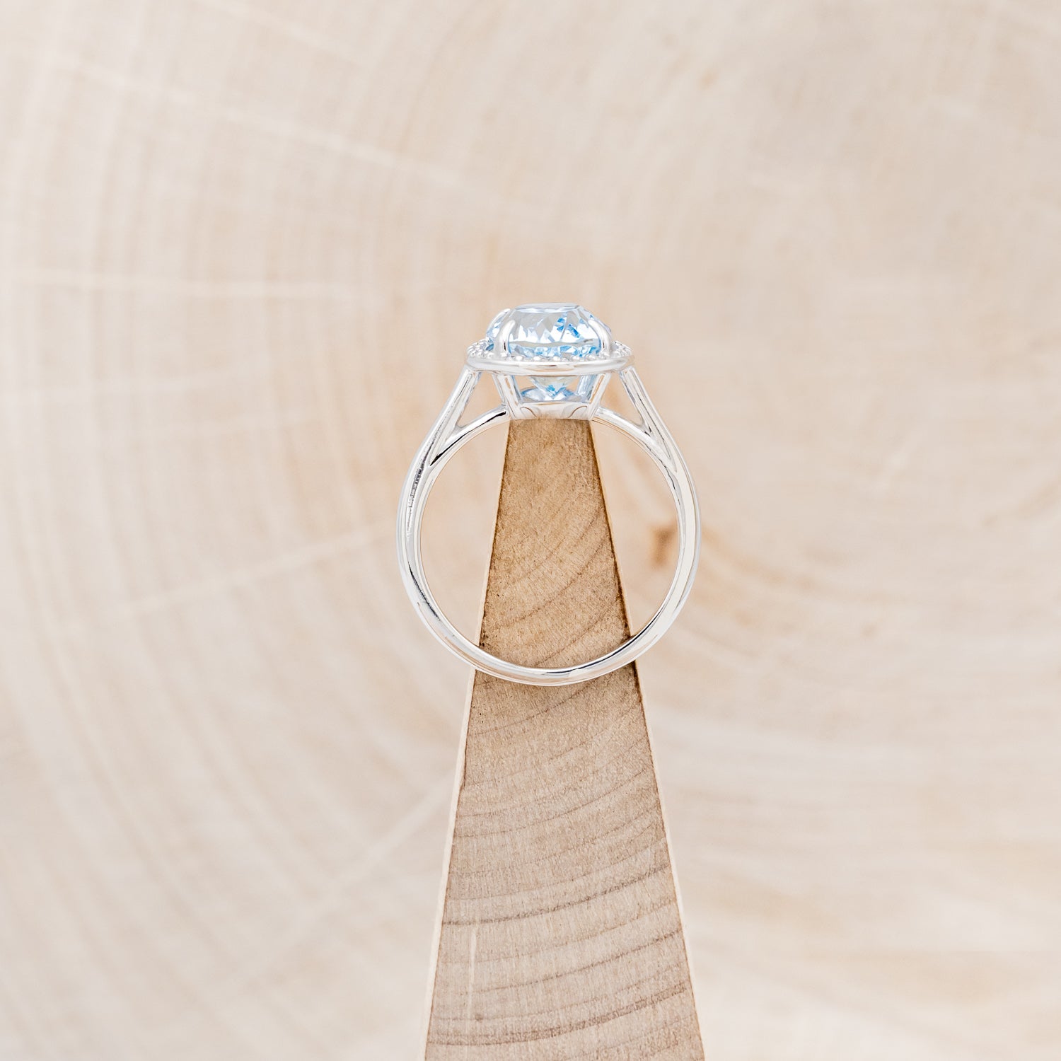 "ELITE" - OVAL AQUAMARINE ENGAGEMENT RING WITH DIAMOND HALO-6