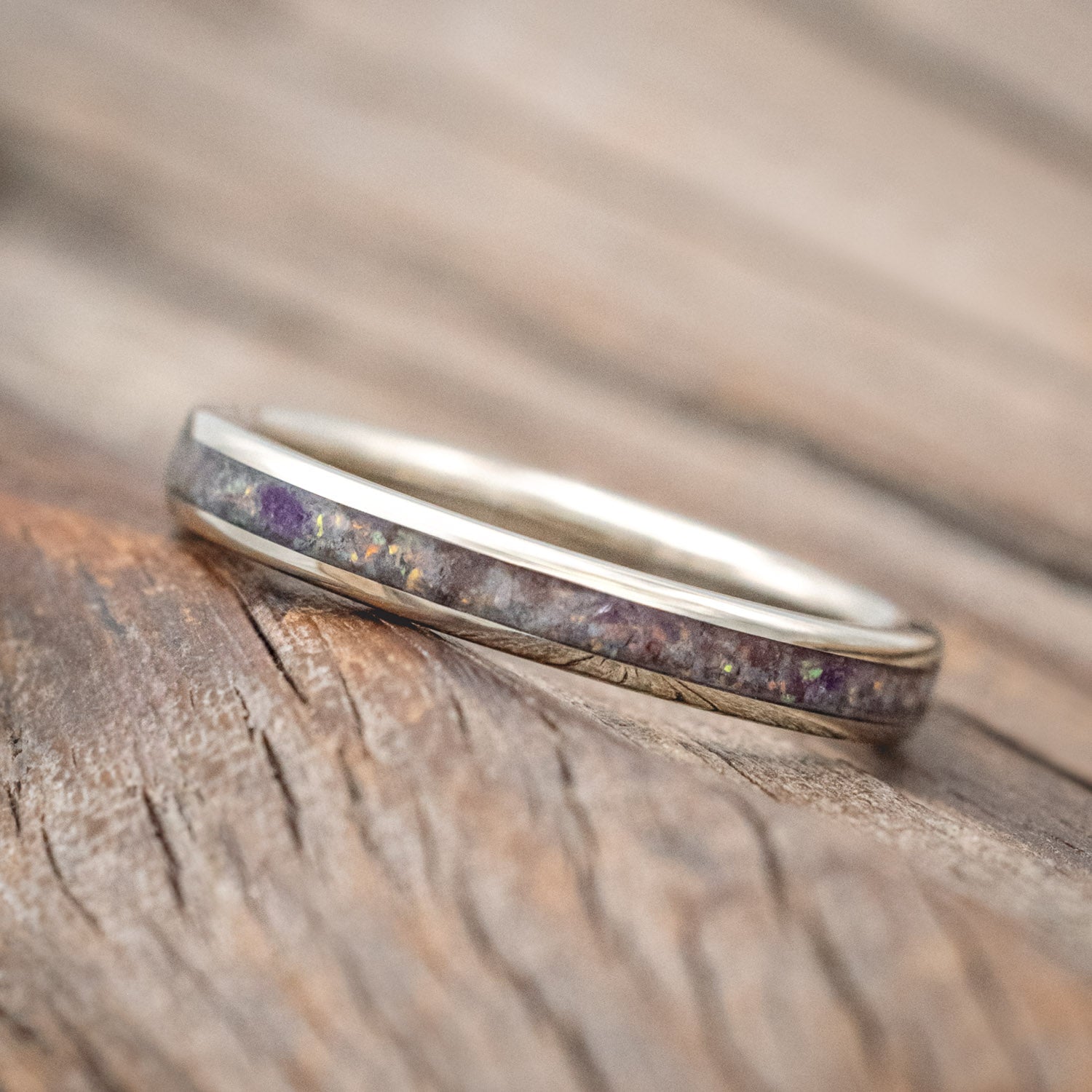 "ETERNA" - SUGILITE WITH FIRE & ICE OPAL STACKING BAND-Staghead Designs