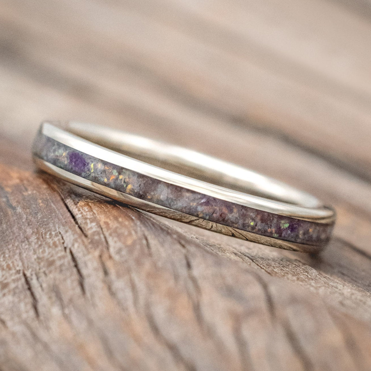"ETERNA" - SUGILITE WITH FIRE & ICE OPAL STACKING BAND-Staghead Designs