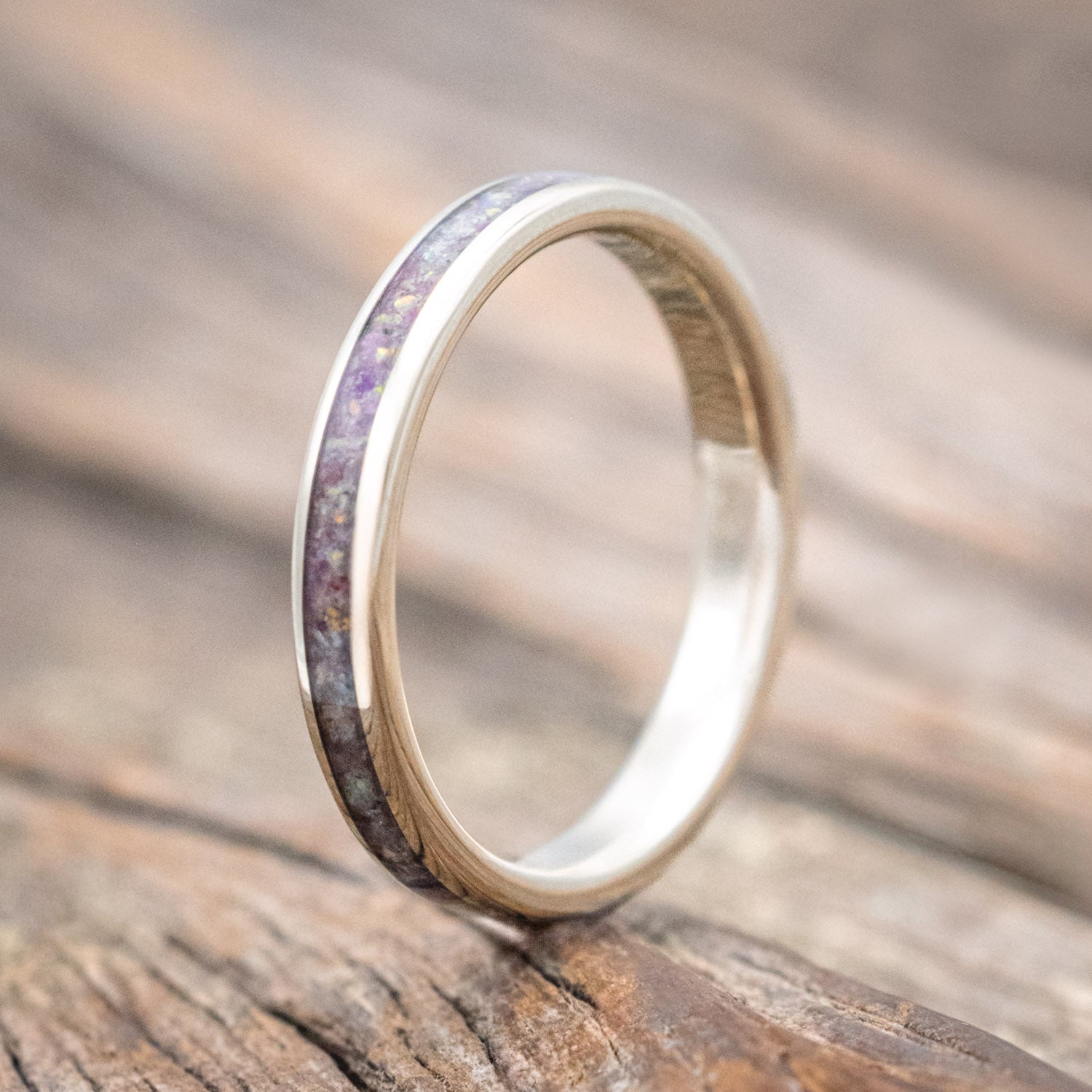 "ETERNA" - SUGILITE WITH FIRE & ICE OPAL STACKING BAND-Staghead Designs