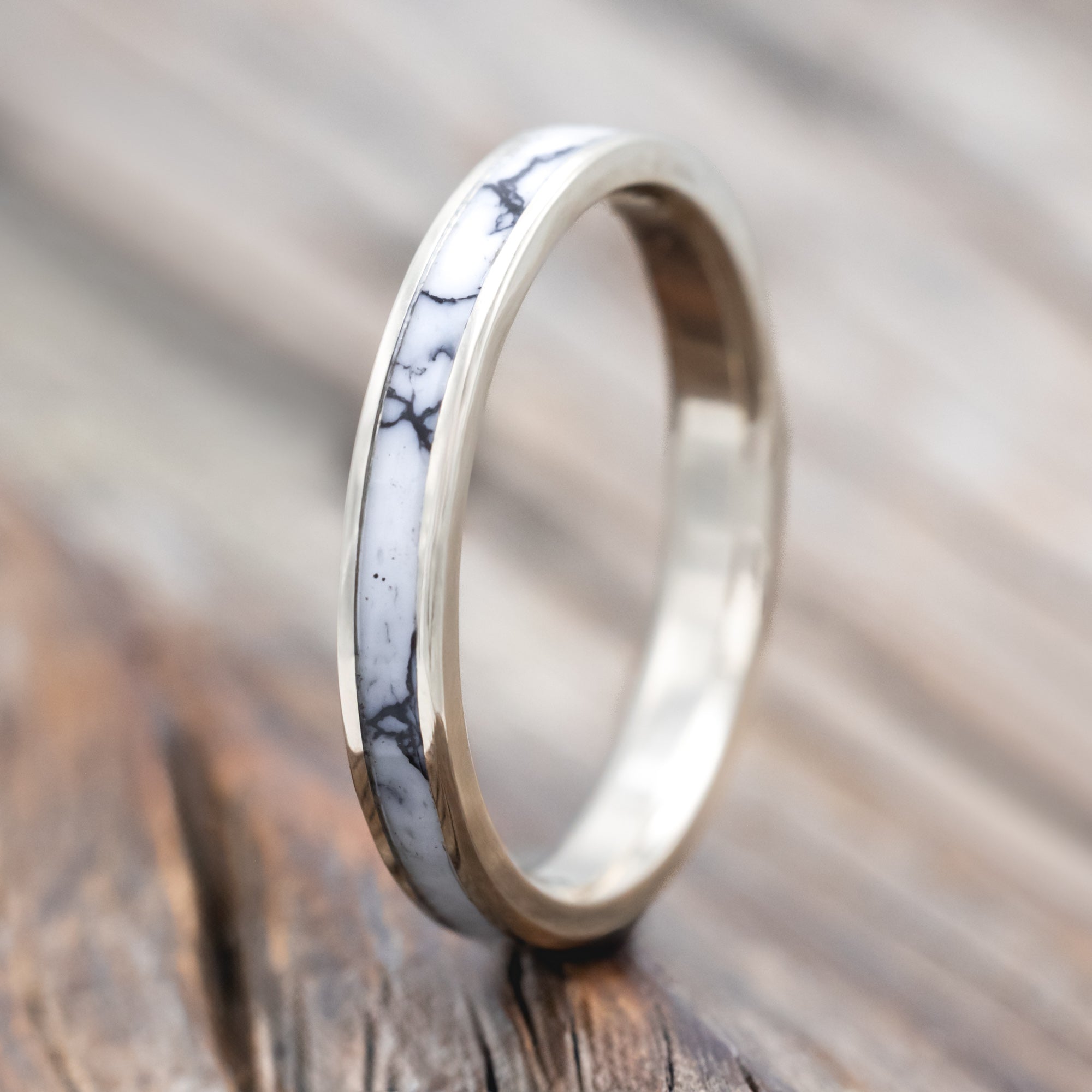 "ETERNA" - WHITE TURQUOISE TRUSTONE STACKING BAND-Staghead Designs