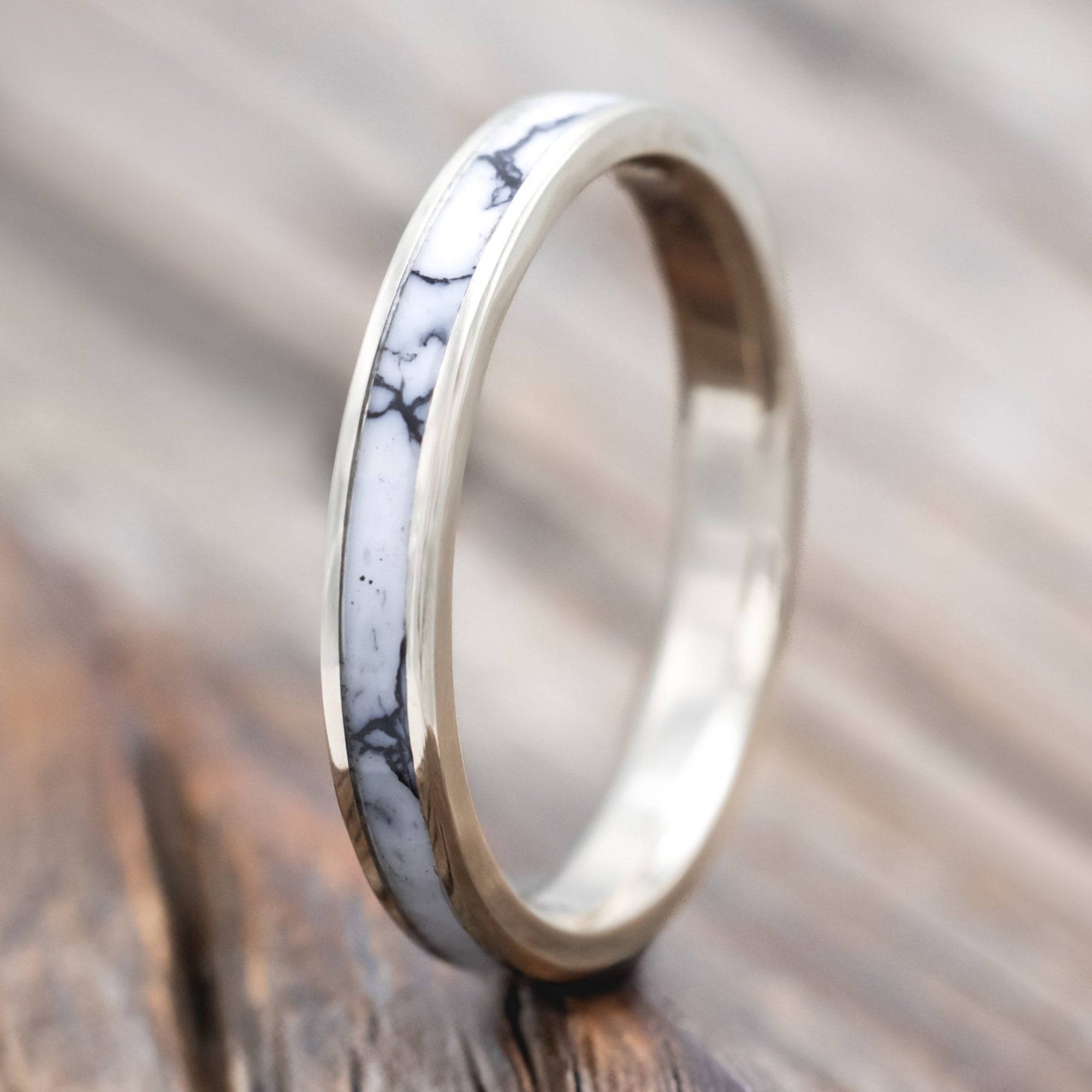 "ETERNA" - WHITE TURQUOISE TRUSTONE STACKING BAND-Staghead Designs