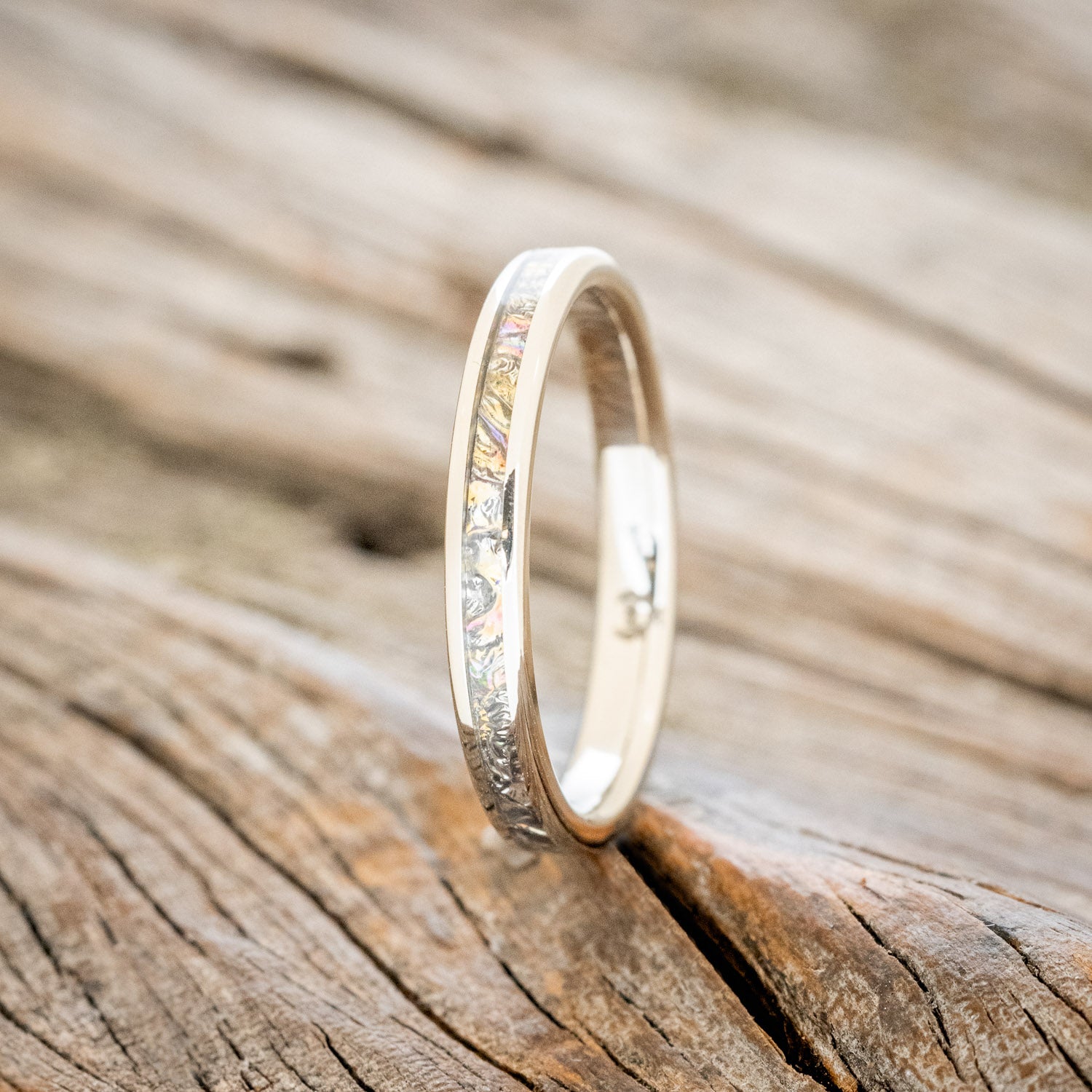 "ETERNA" - TITANIUM BURL DICHROLAM STACKING WEDDING BAND-13