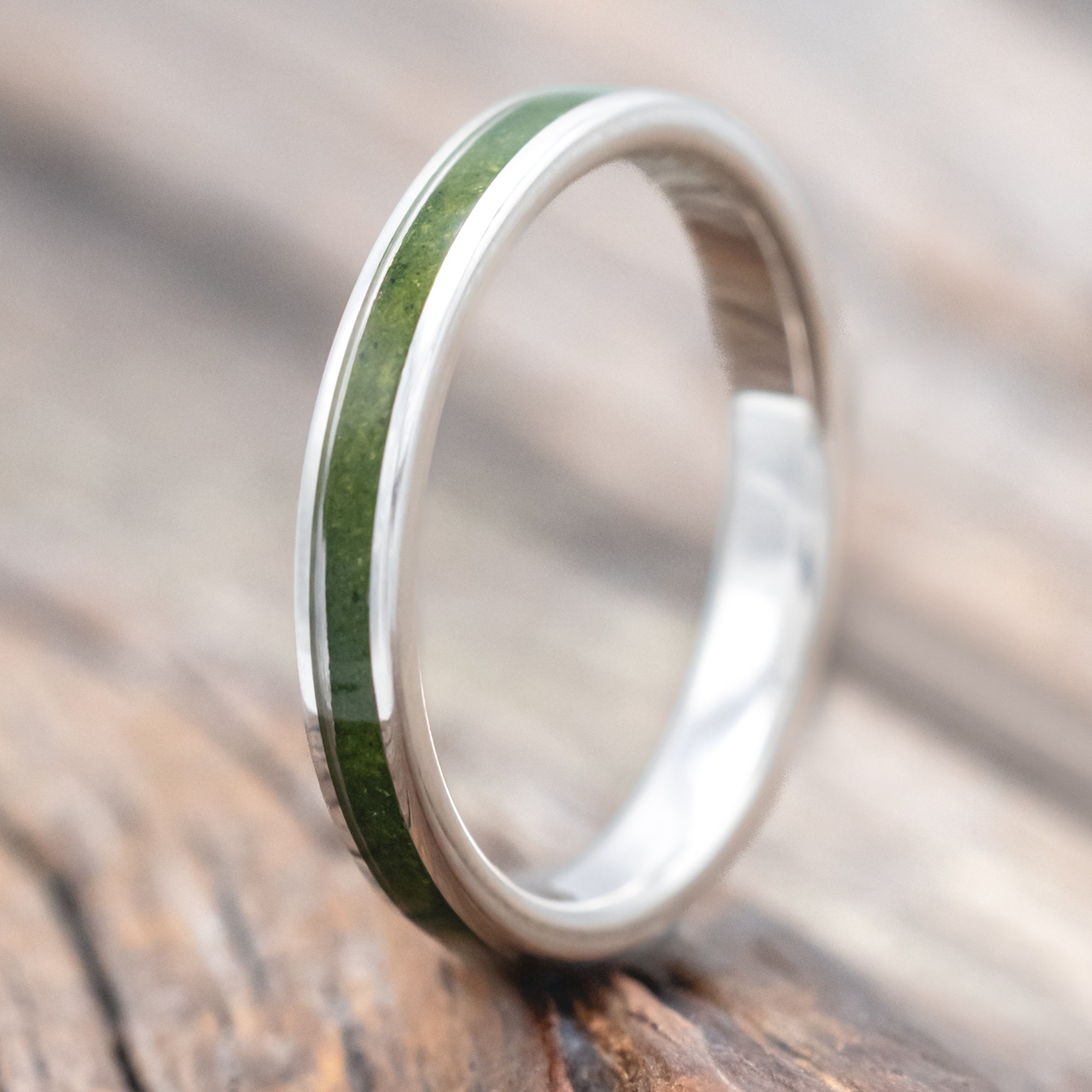 "ETERNA" - MOSS INLAY STACKING BAND-Staghead Designs