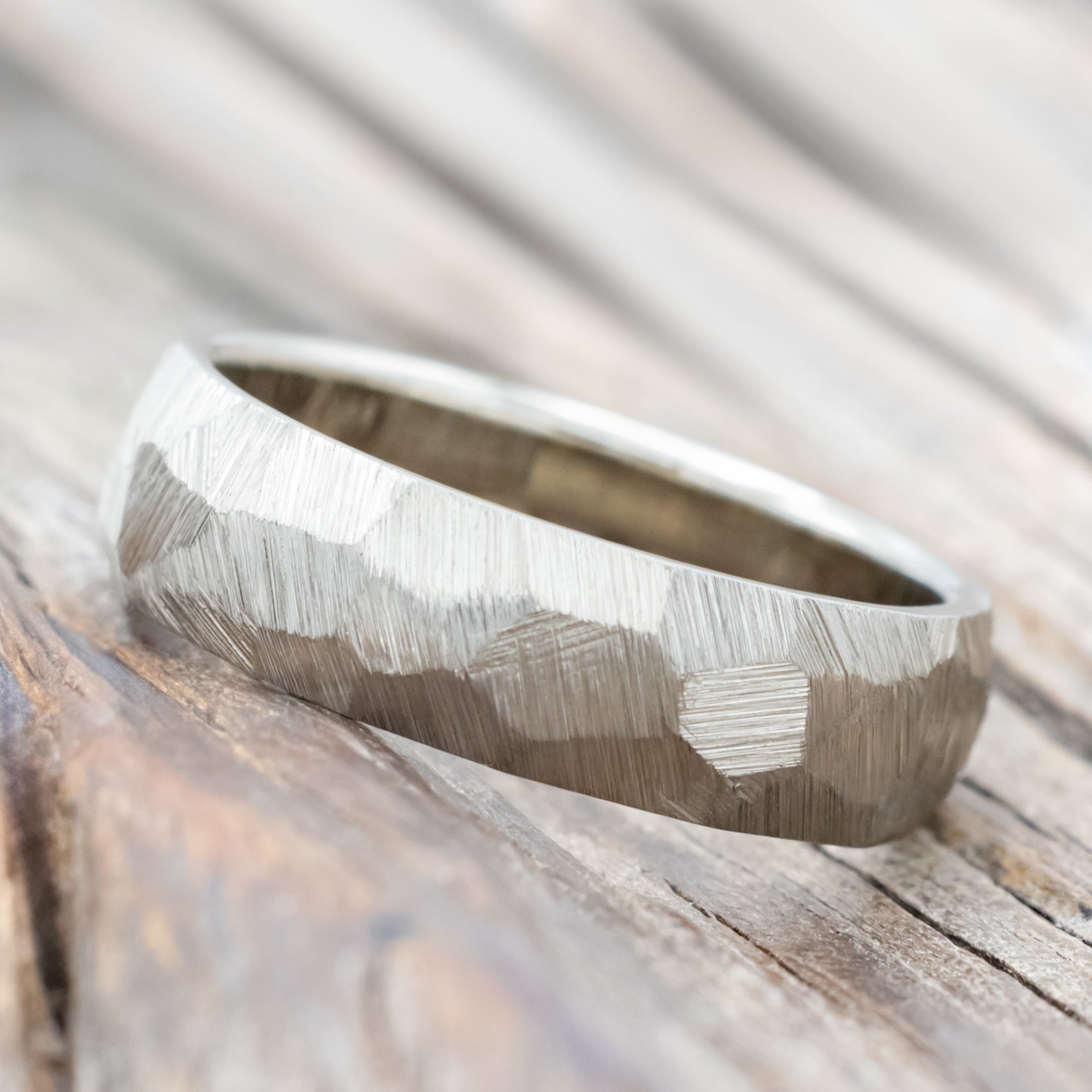 Faceted Wedding Ring With Textured Finish