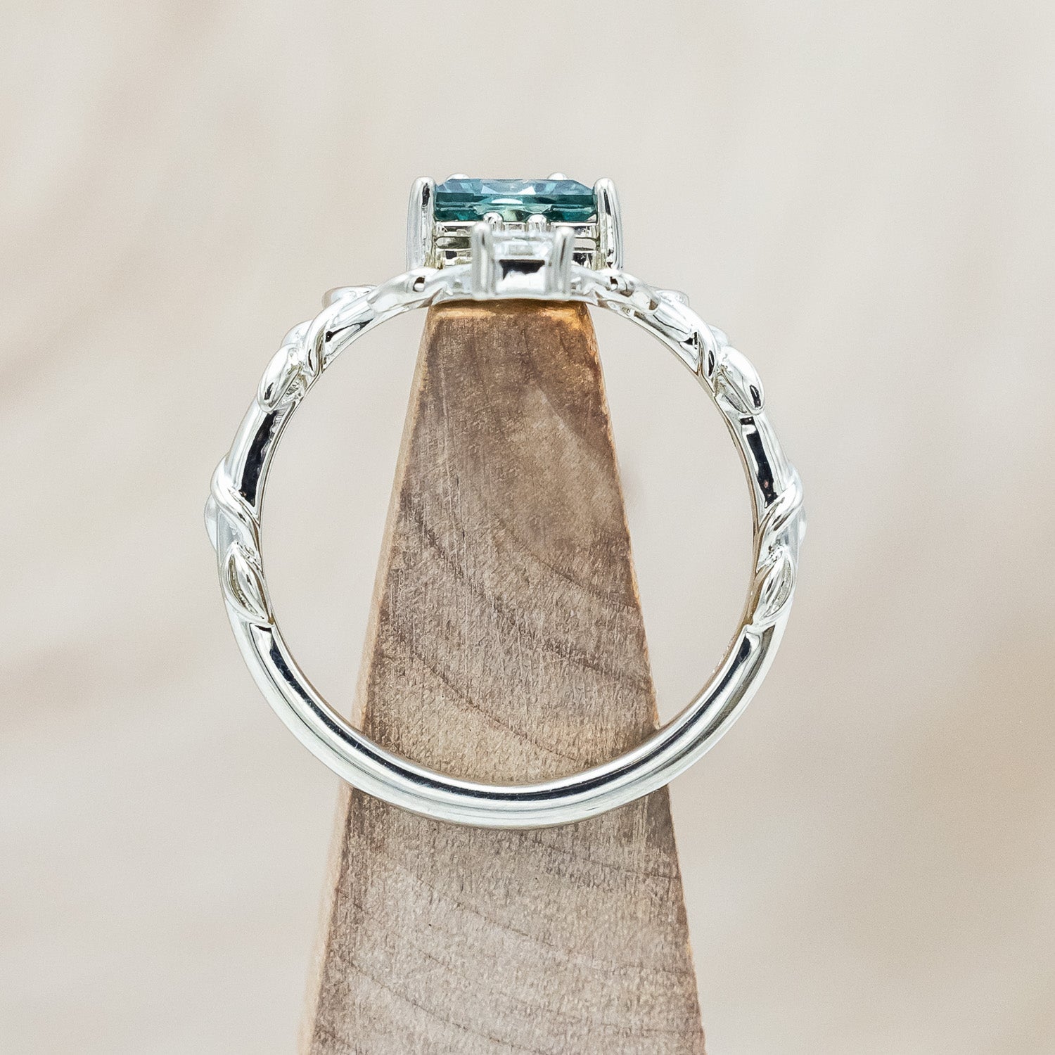 "FAE" - MUSHROOM RING WITH MONTANA SAPPHIRE & DIAMOND ACCENT ON A BRANCH-STYLE BAND-Staghead Designs