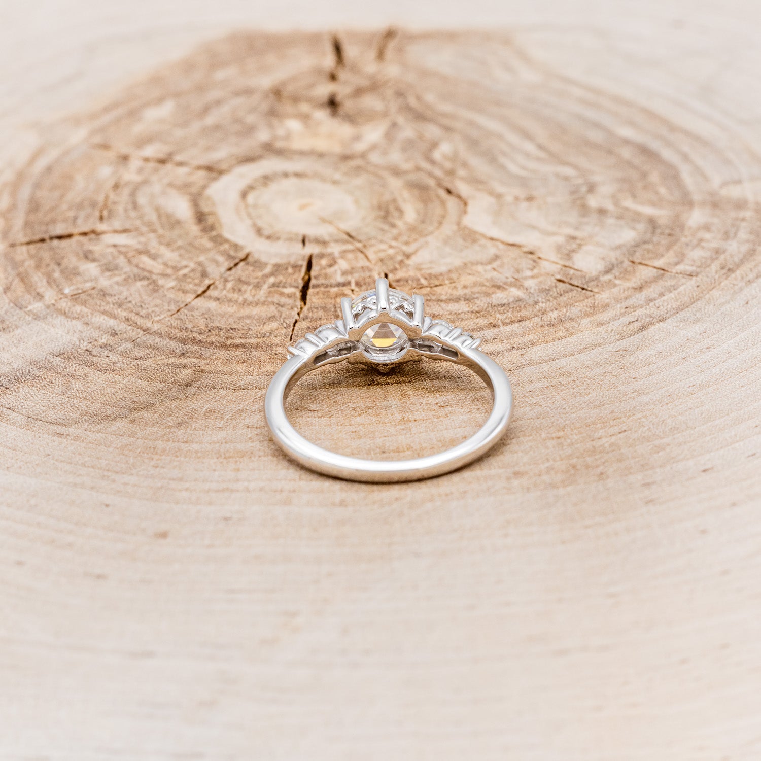 "GEMINI" - ROUND ROSE CUT MOISSANITE ENGAGEMENT RING WITH DIAMOND ACCENTS-6