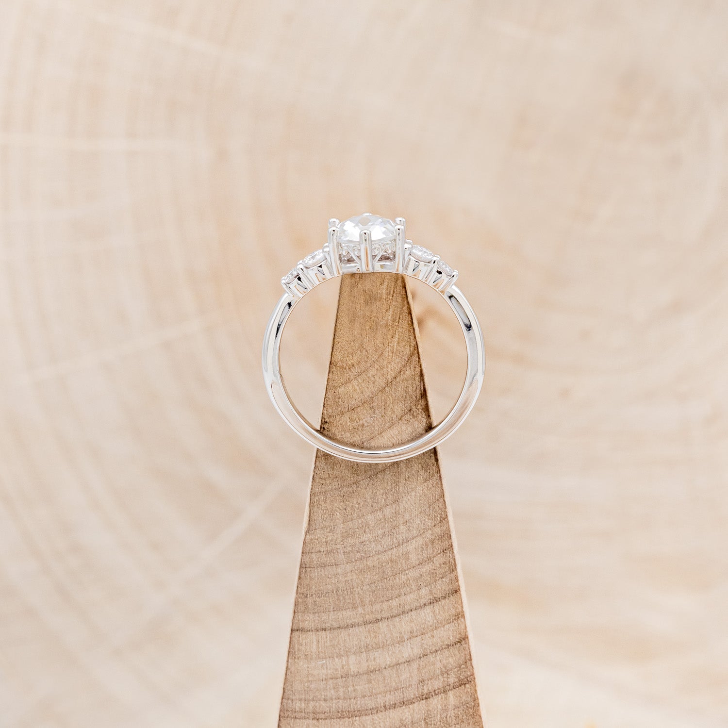 "GEMINI" - ROUND ROSE CUT MOISSANITE ENGAGEMENT RING WITH DIAMOND ACCENTS-7