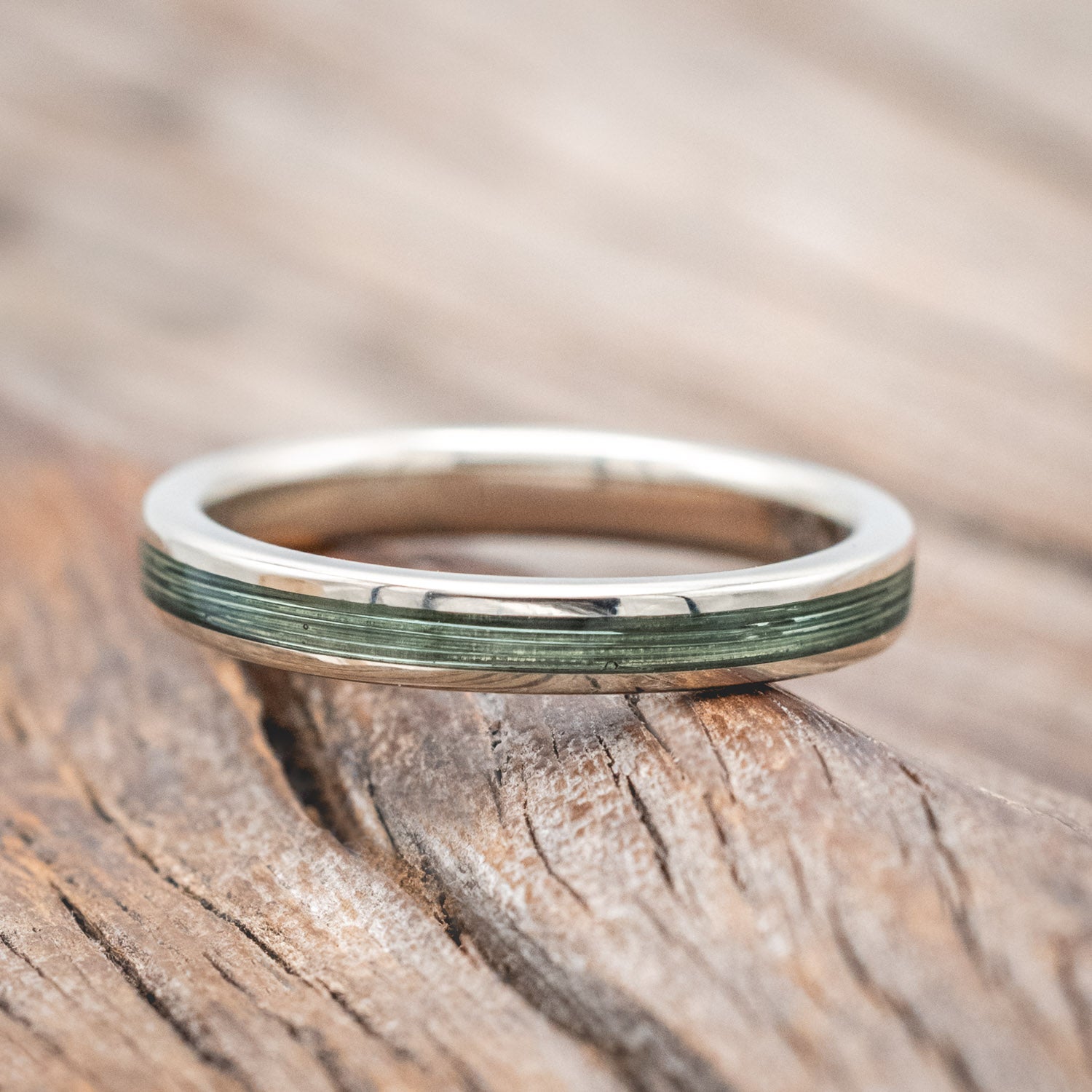 "GLEN" - MATCHING SET OF FISHING LINE & BUCKEYE BURL WOOD WEDDING BANDS-Staghead Designs