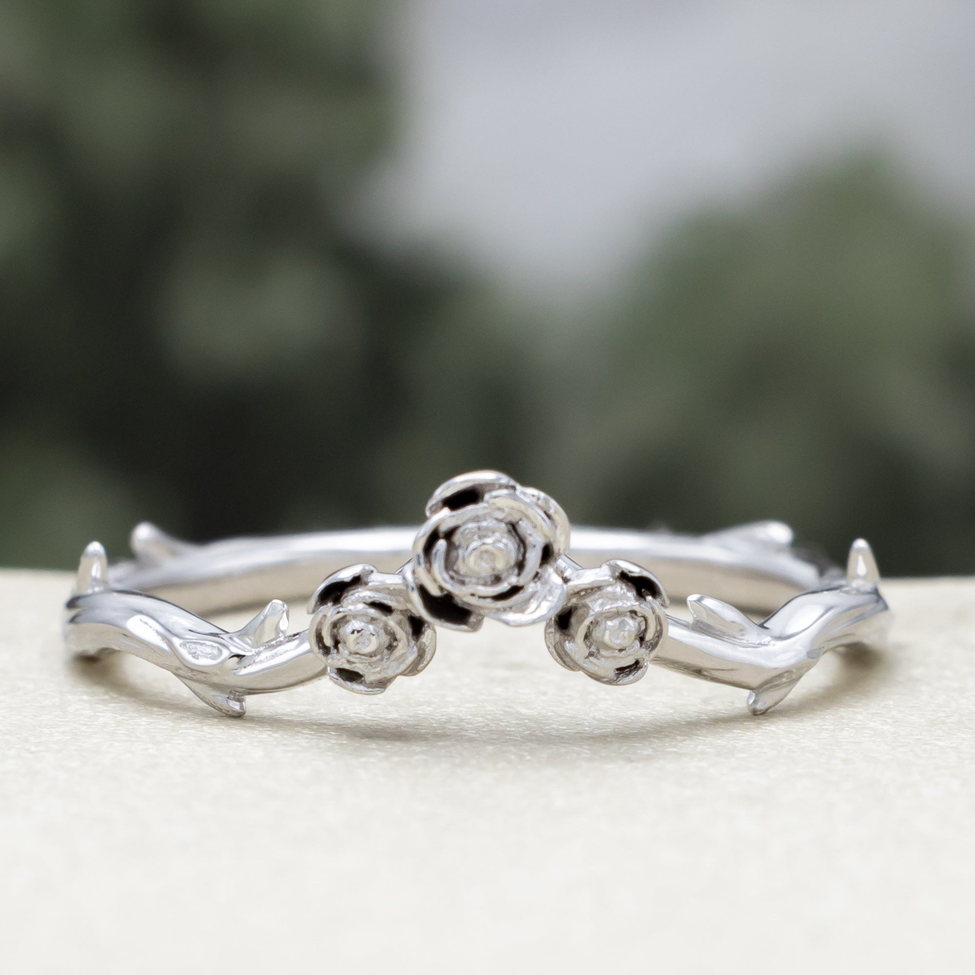 "Harlow" - Pear Cut Moonstone Women's Engagement Ring With Salt & Pepper Diamond Accents & Tracer-Staghead Designs