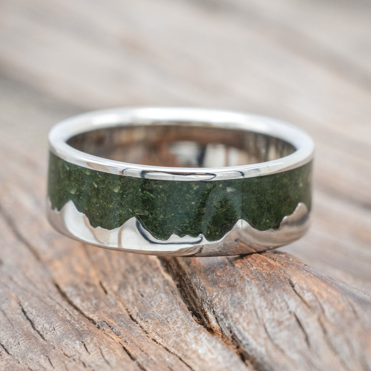 "HELIOS" - MOSS MOUNTAIN RANGE WEDDING BAND-Staghead Designs