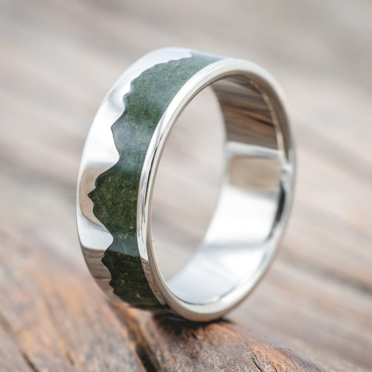 "HELIOS" - MOSS MOUNTAIN RANGE WEDDING BAND-Staghead Designs