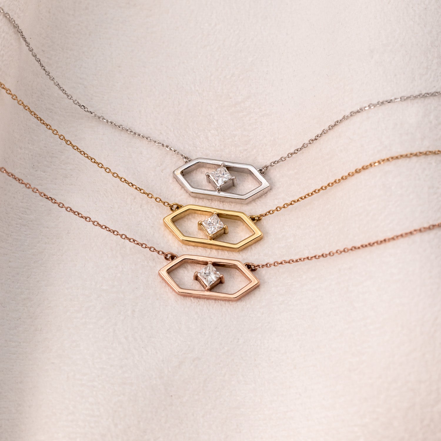 14K GOLD SINGLE DIAMOND GEOMETRIC NECKLACE-2