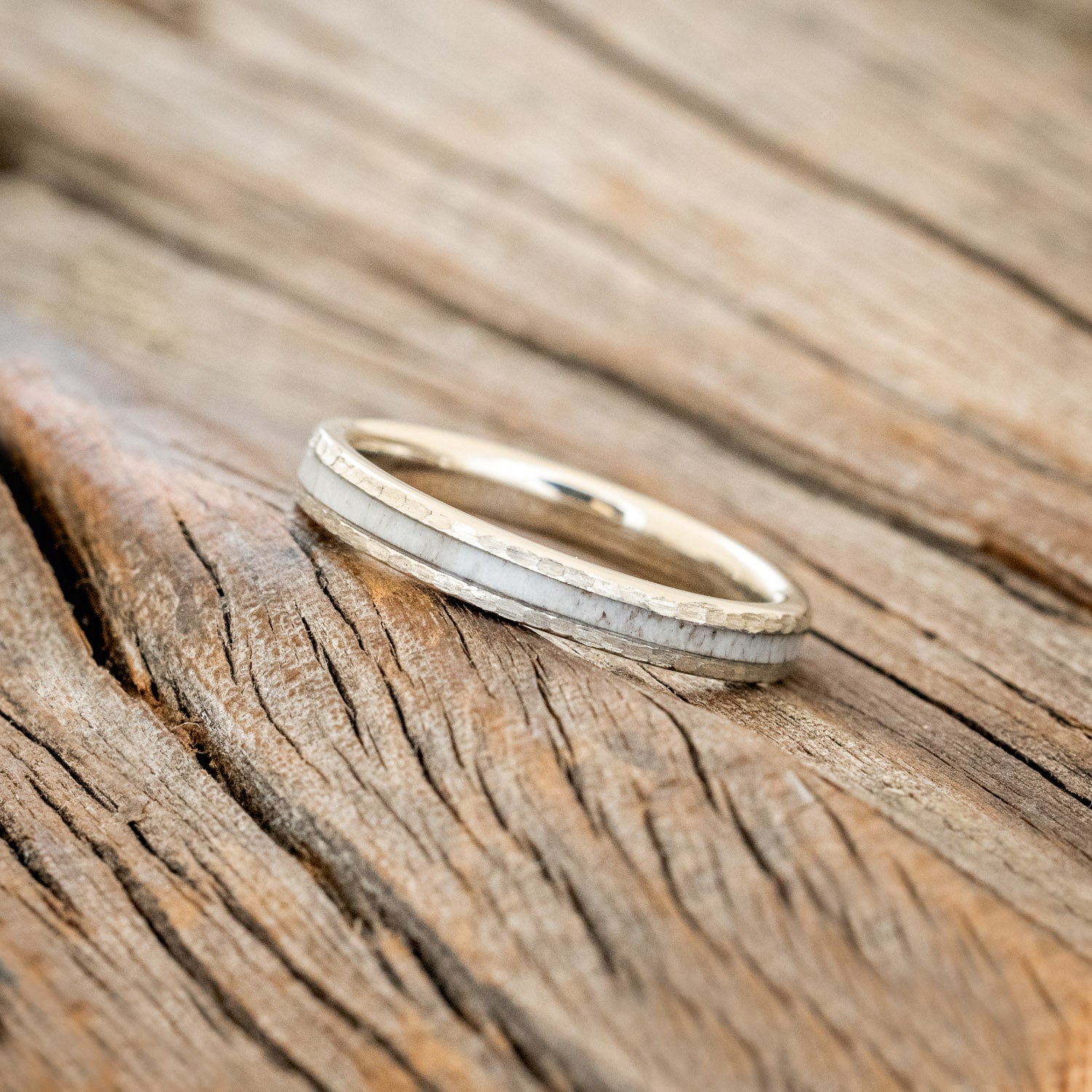 "ETERNA" - ANTLER STACKING BAND WITH A HAMMERED FINISH-14