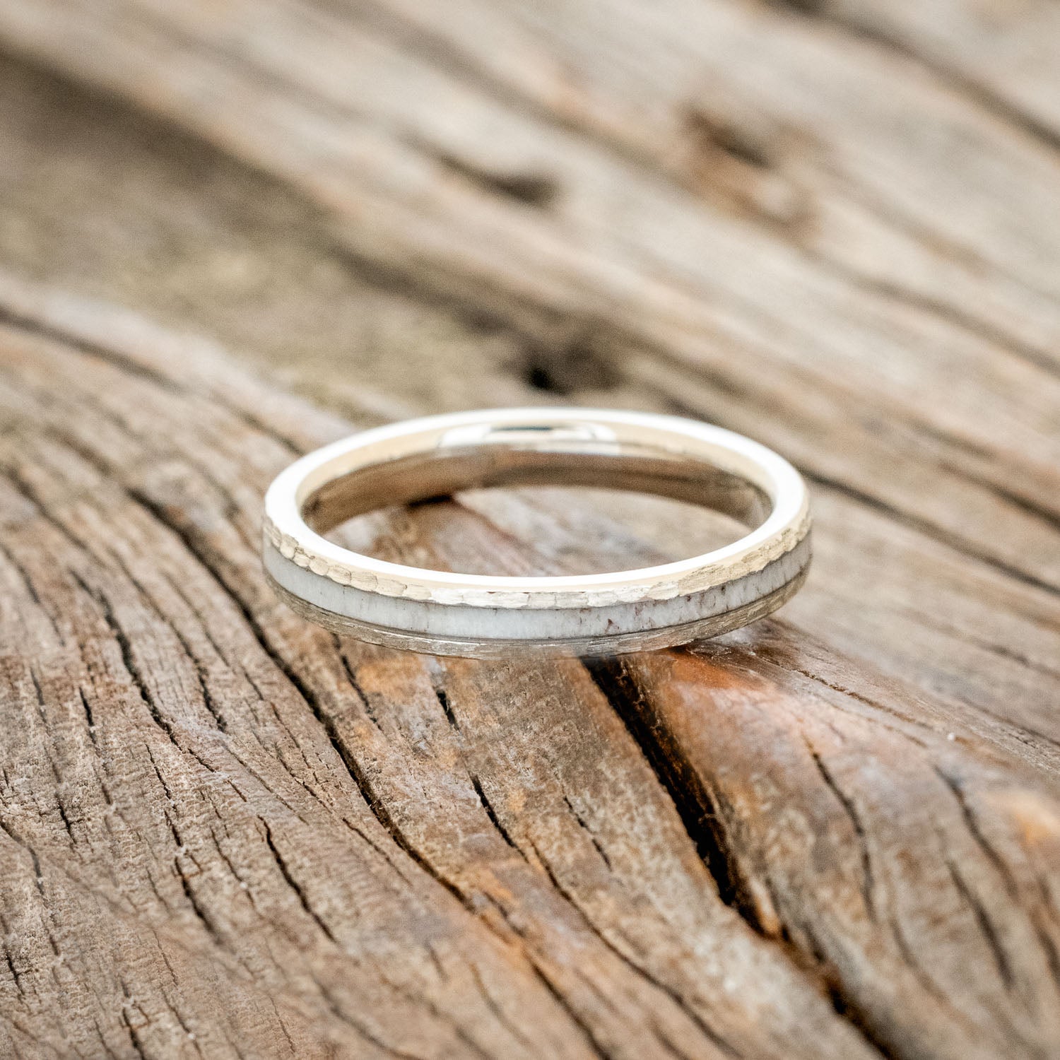 "ETERNA" - ANTLER STACKING BAND WITH A HAMMERED FINISH-15