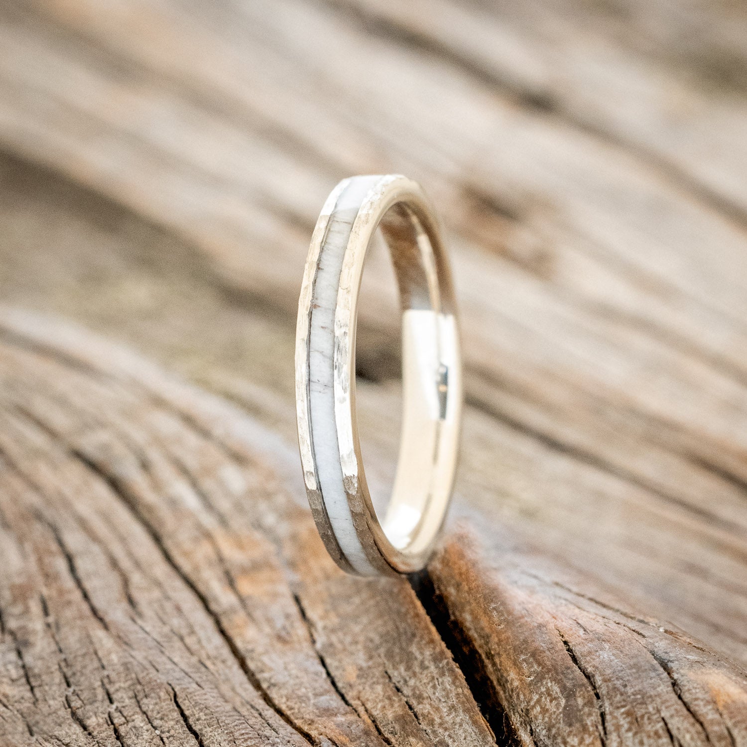 "ETERNA" - ANTLER STACKING BAND WITH A HAMMERED FINISH-13