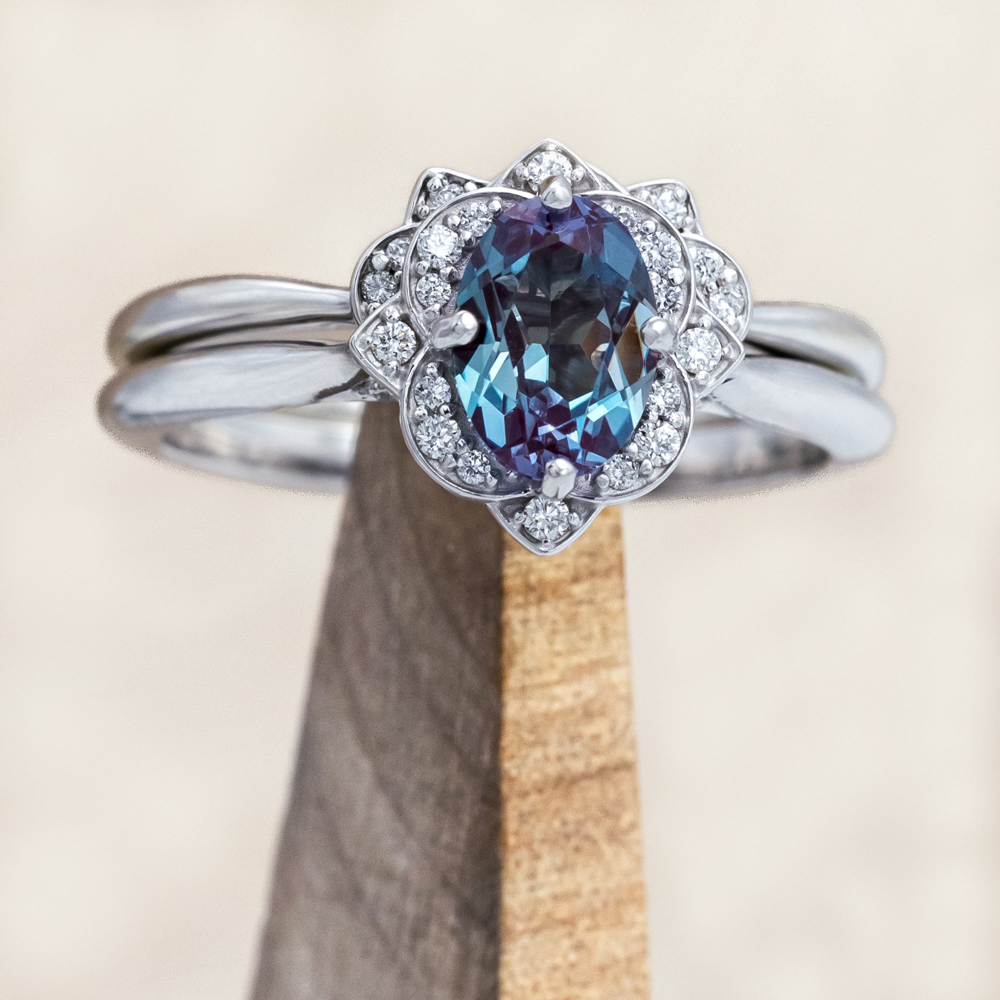 "JANE" - OVAL CUT ENGAGEMENT RING WITH DIAMOND ACCENTS-Staghead Designs