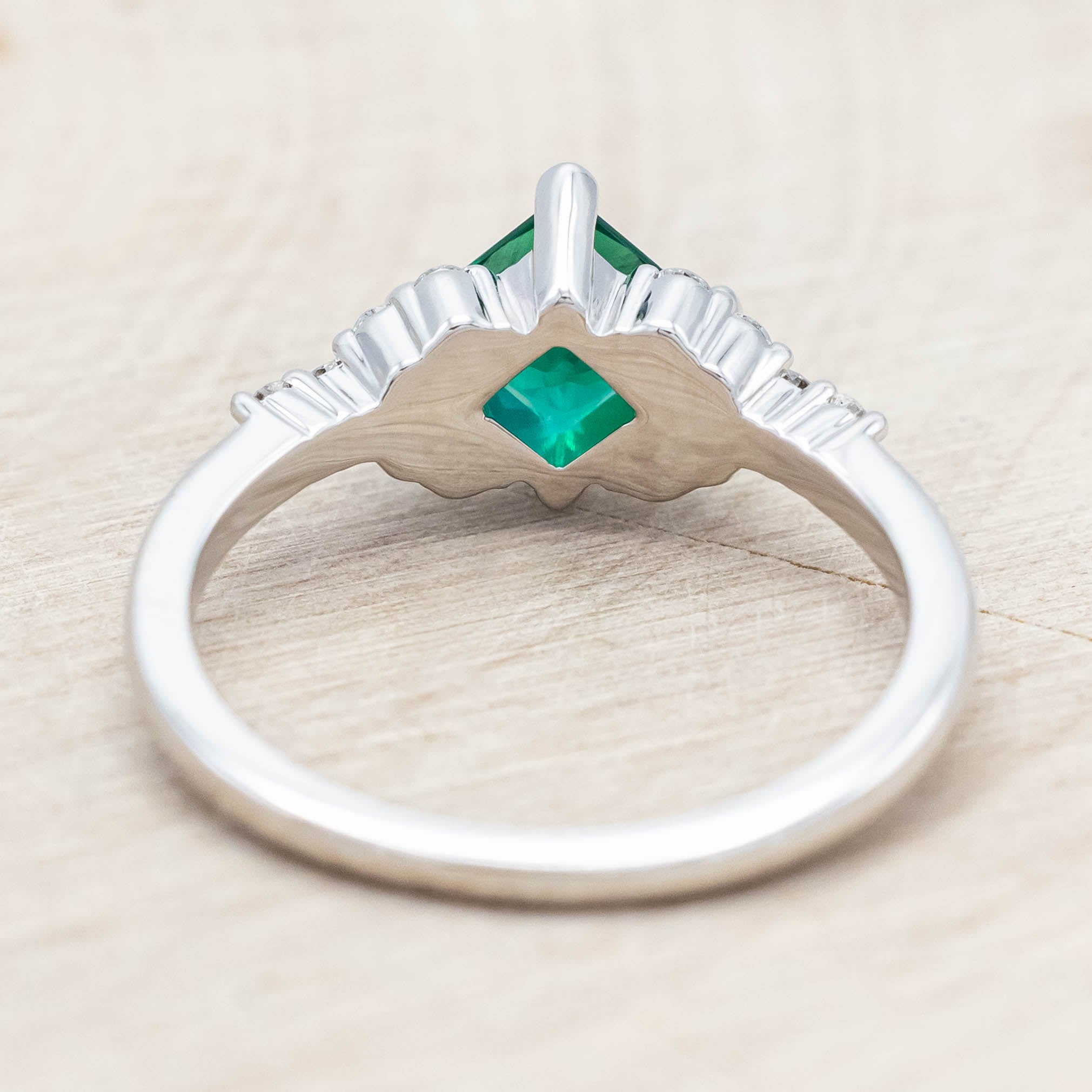 "LAYLA" - PRINCESS CUT ENGAGEMENT RING WITH DIAMOND ACCENTS & TRACER-Staghead Designs