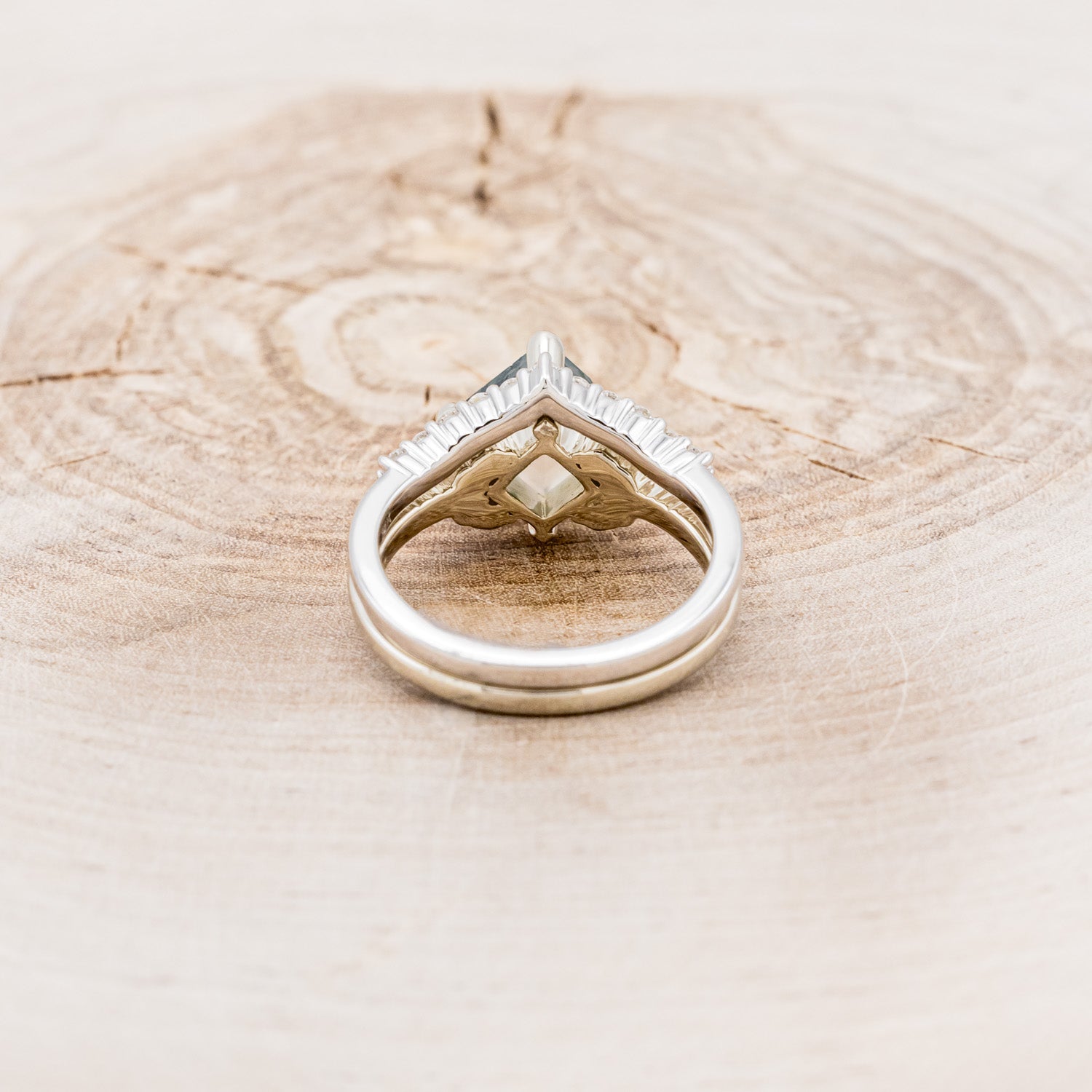 "LAYLA" - PRINCESS CUT MOSS AGATE ENGAGEMENT RING WITH DIAMOND ACCENTS & TRACER-5