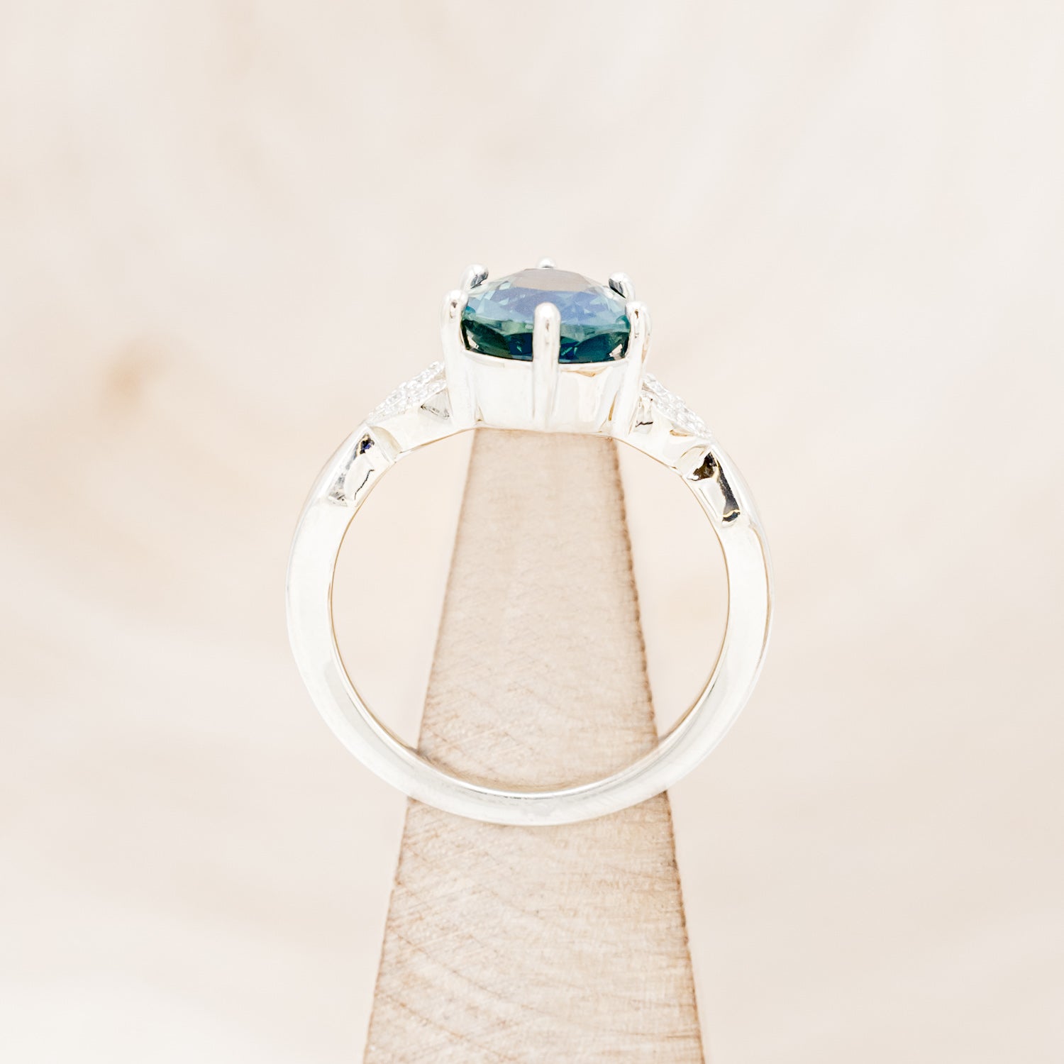 "LUCIA" - ENGAGEMENT RING WITH DIAMOND ACCENTS & TWO INLAYS - MOUNTING ONLY - SELECT YOUR OWN STONE-Staghead Designs