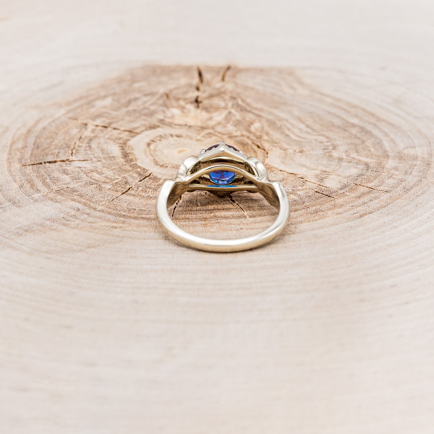 "LUCY IN THE SKY" PETITE - ROUND CUT LAB-GROWN ALEXANDRITE ENGAGEMENT RING WITH DIAMOND ACCENTS & FIRE & ICE OPAL INLAYS-5