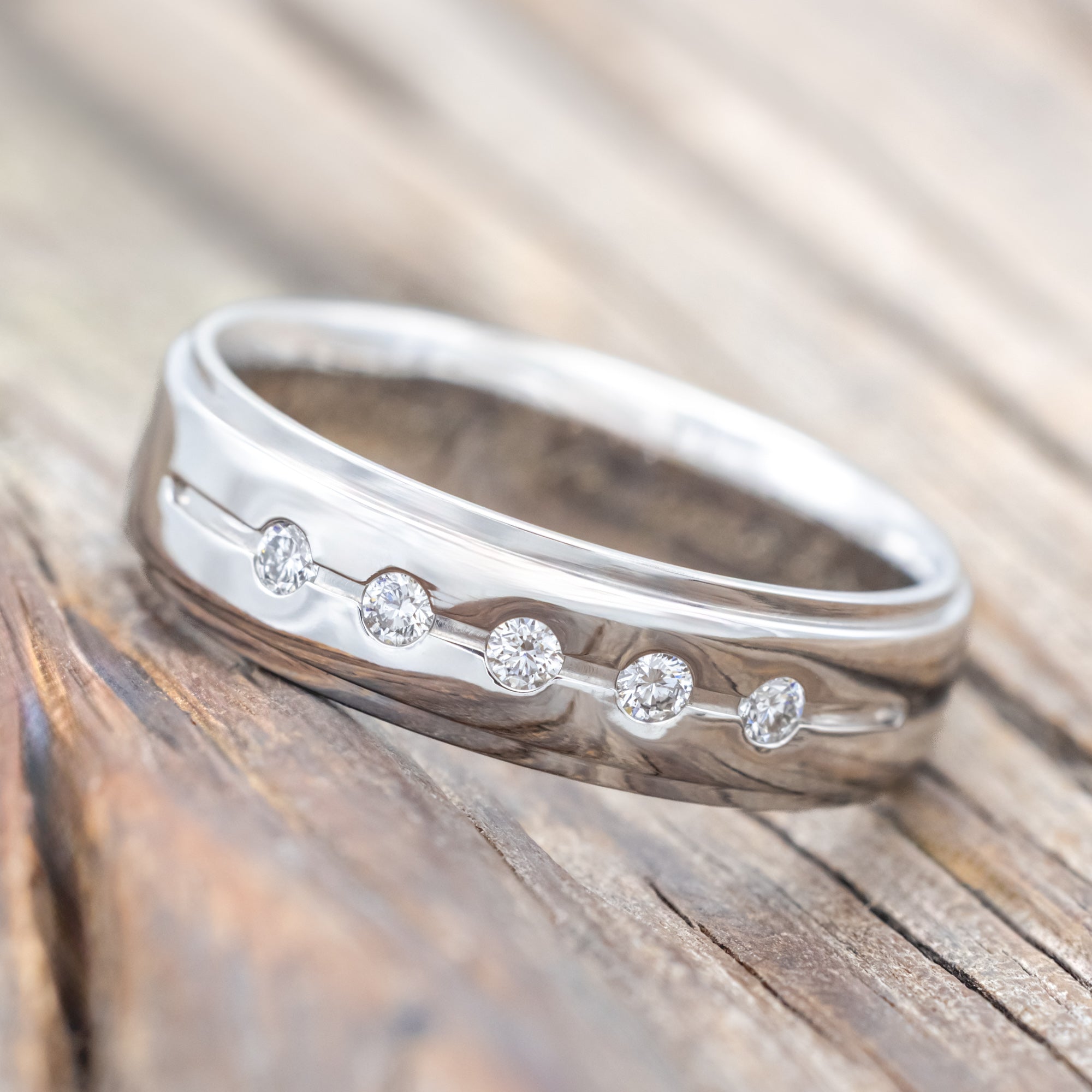 MEN'S ENGAGEMENT RING WITH DIAMOND ACCENTS-Staghead Designs