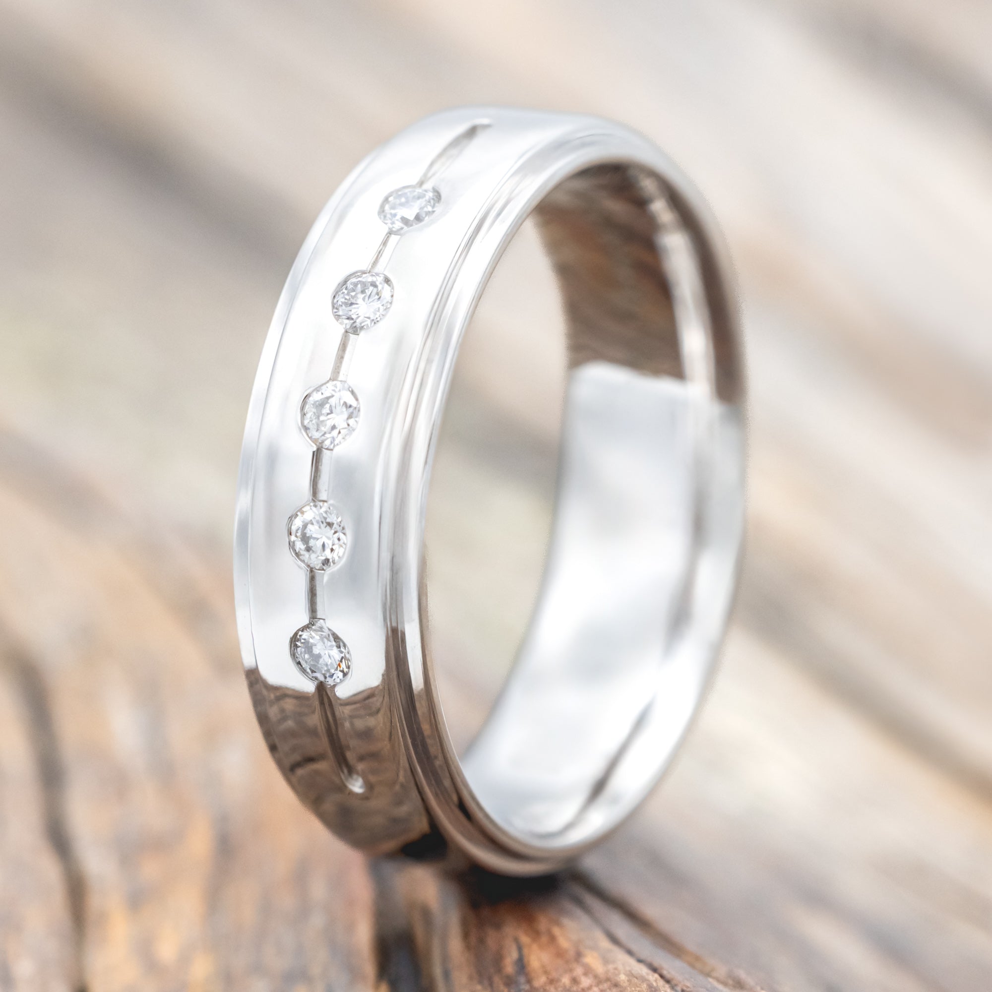 MEN'S ENGAGEMENT RING WITH DIAMOND ACCENTS-Staghead Designs