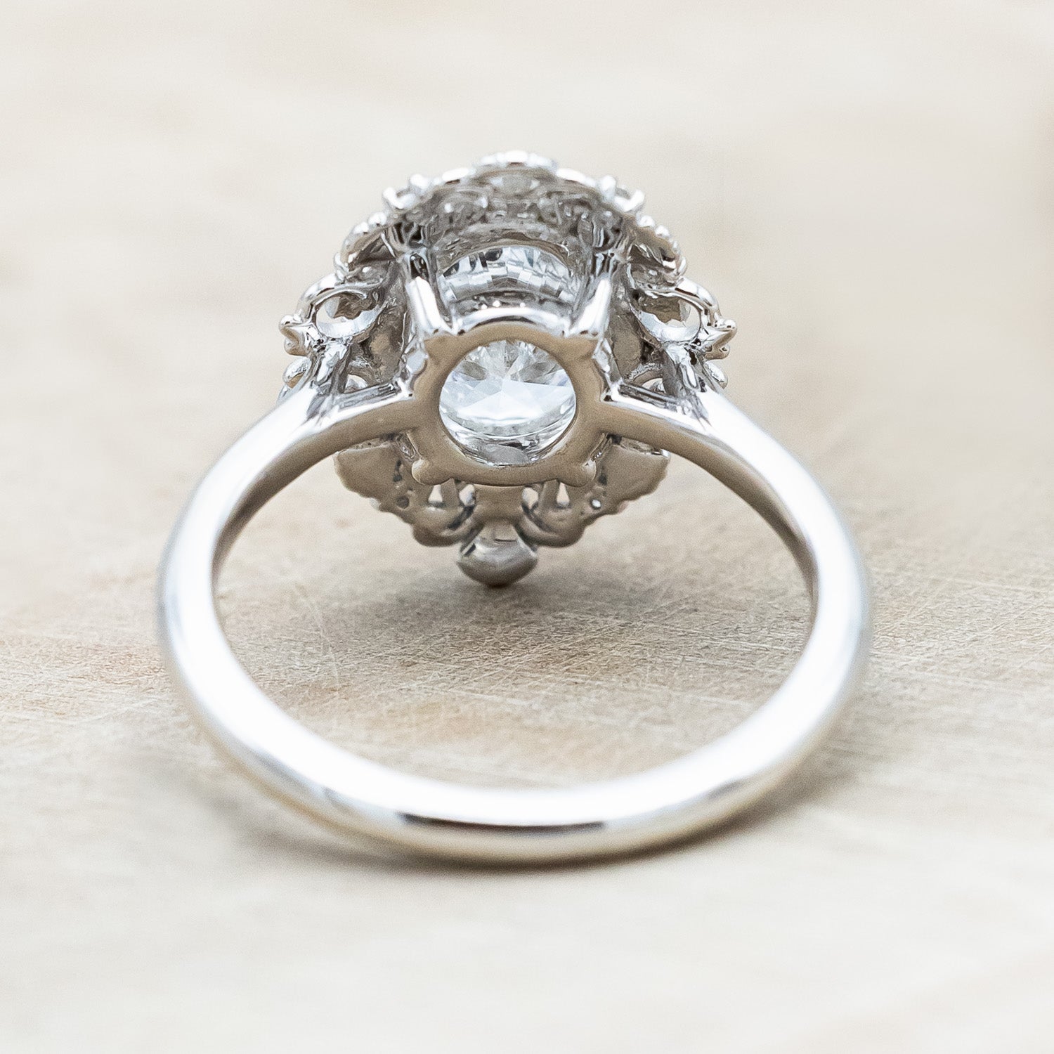 "MERROW" - OVAL CUT LAB-GROWN DIAMOND ENGAGEMENT RING WITH DIAMOND & PEARL ACCENTS-Staghead Designs