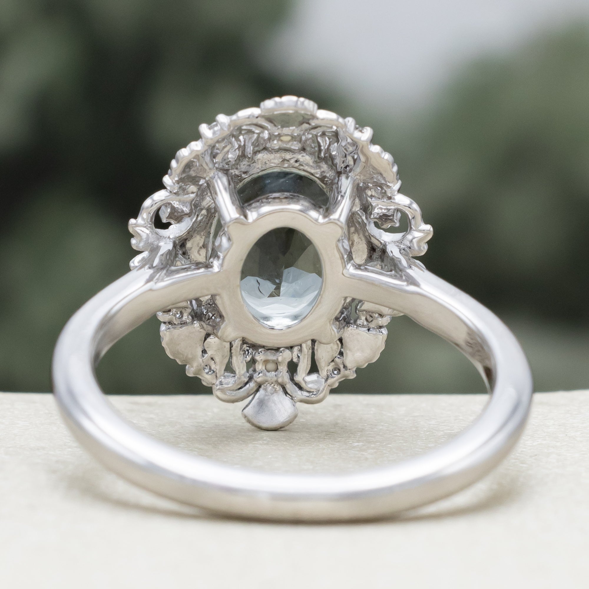 "Merrow" - Oval Cut Prasiolite Engagement Ring With Pearl Accents And Diamond Tracer-Staghead Designs