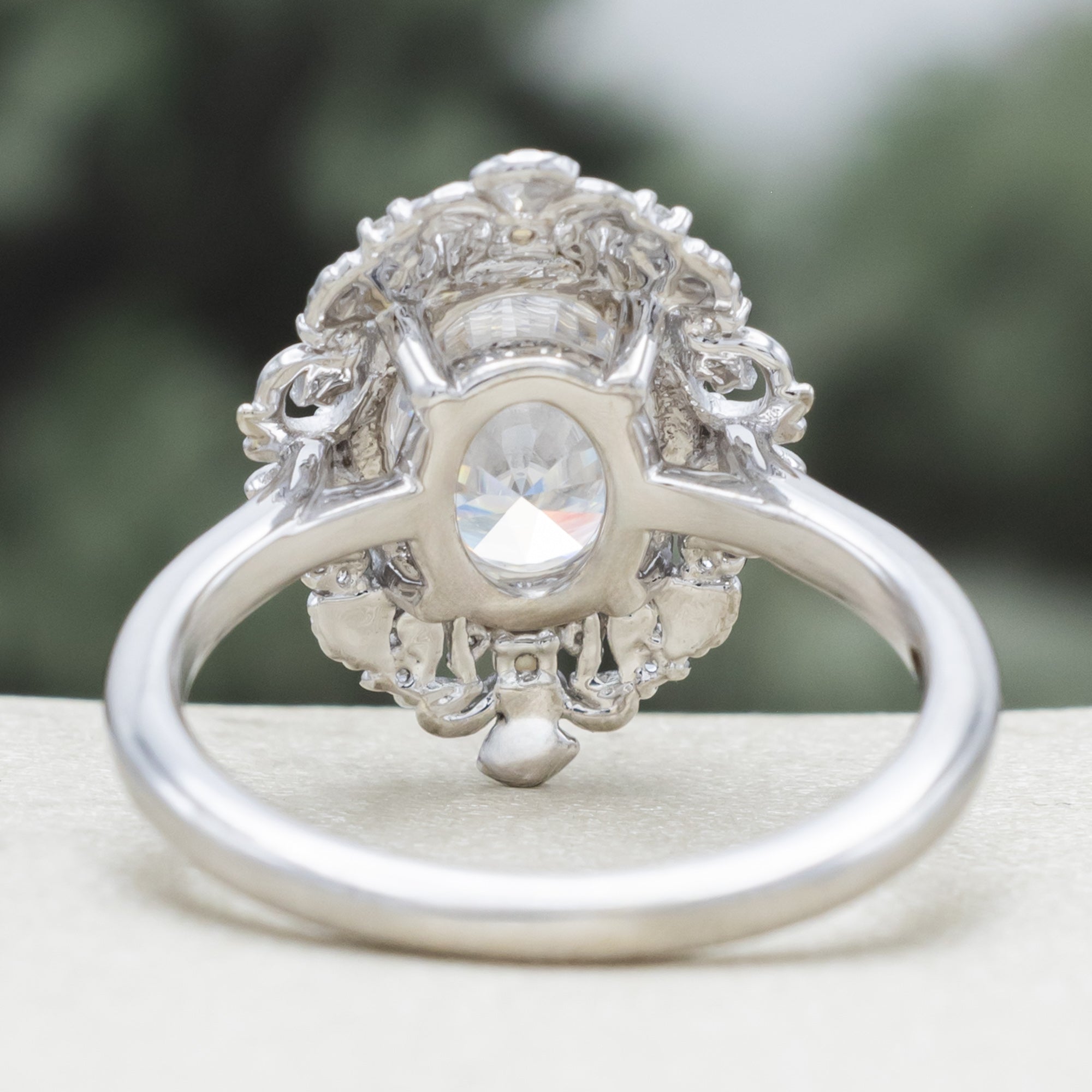 "Merrow" - Moissanite Engagement Ring With Pearl Accents And Diamond Tracer-Staghead Designs