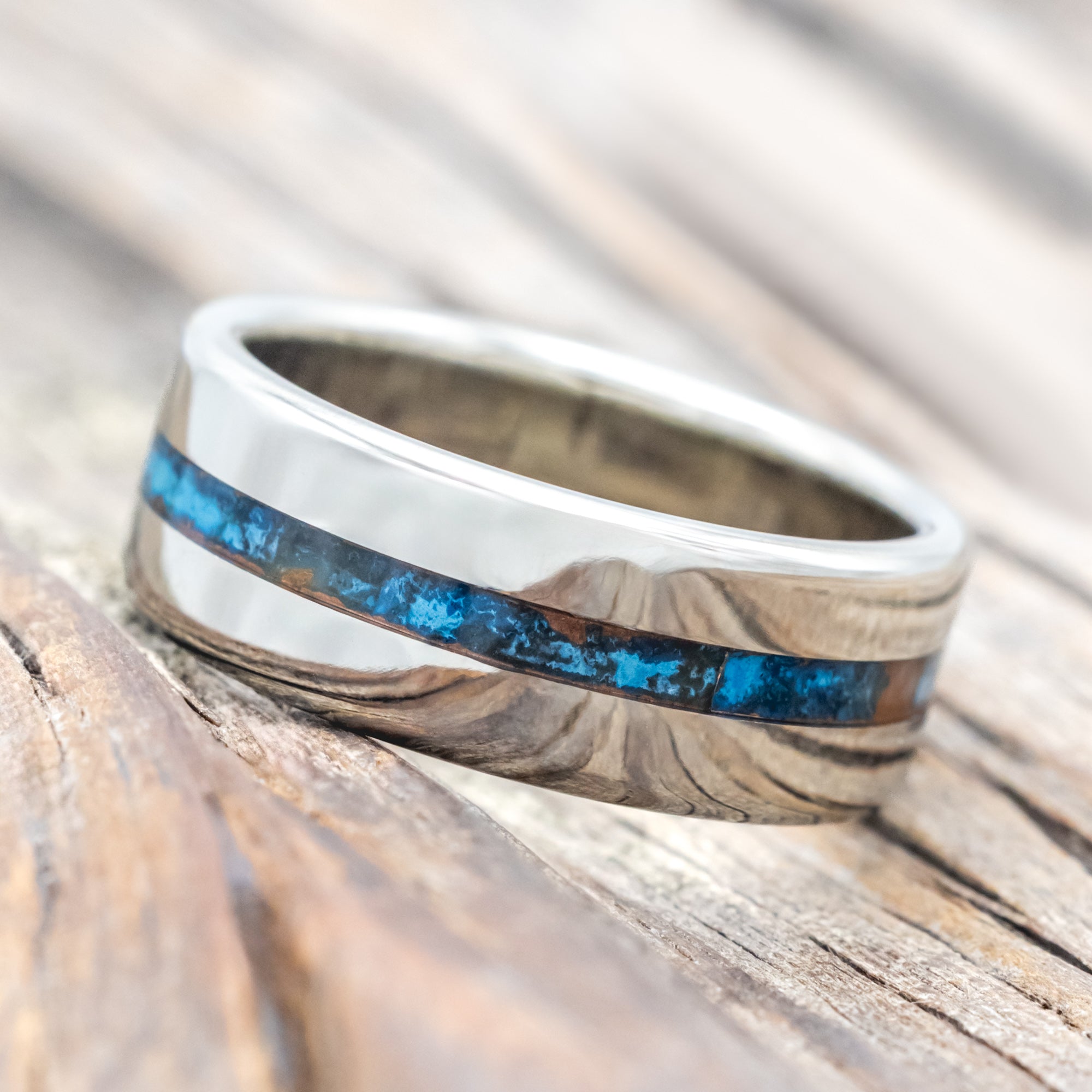 "NIRVANA" - CENTERED PATINA COPPER WEDDING BAND-Staghead Designs