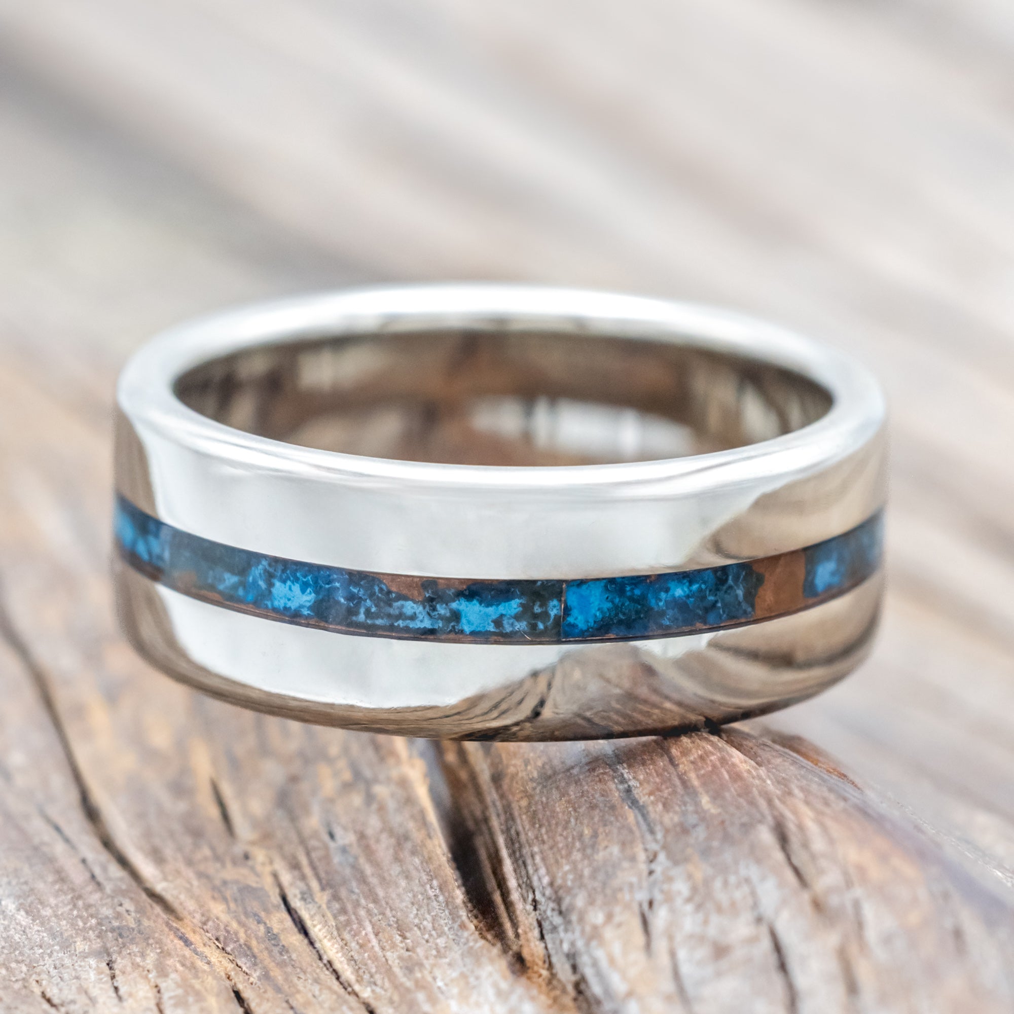 "NIRVANA" - CENTERED PATINA COPPER WEDDING BAND-Staghead Designs