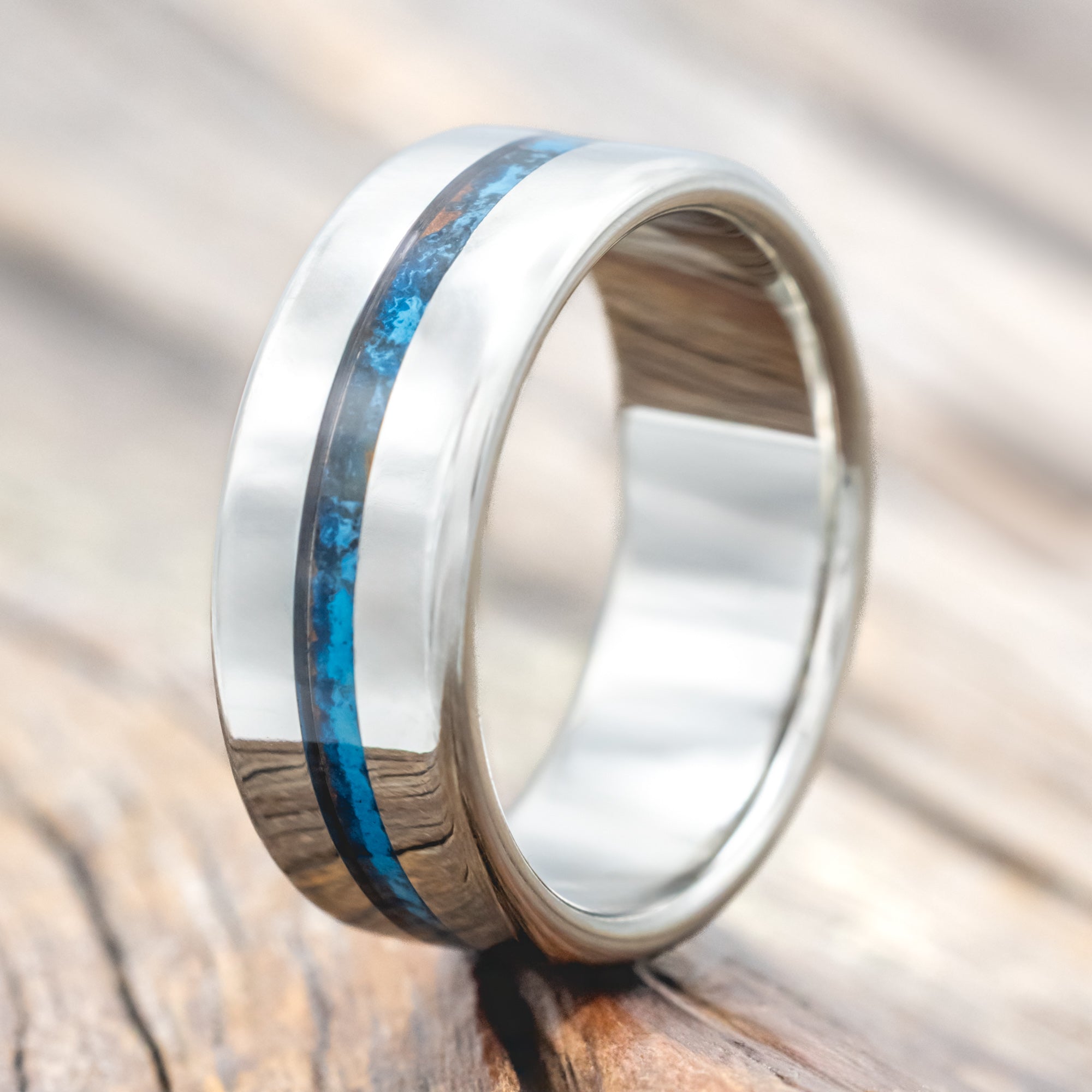 "NIRVANA" - CENTERED PATINA COPPER WEDDING BAND-Staghead Designs