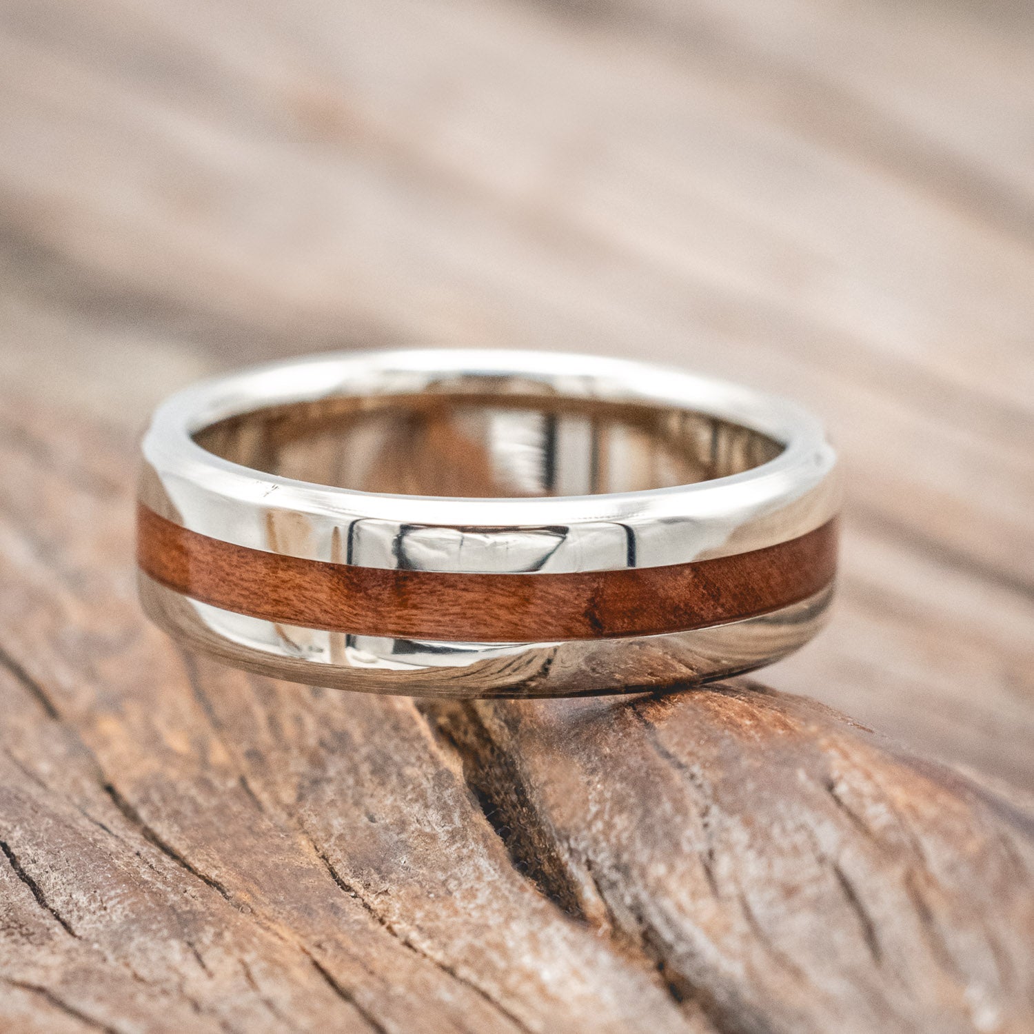 "NIRVANA" - CENTERED REDWOOD WEDDING RING-Staghead Designs