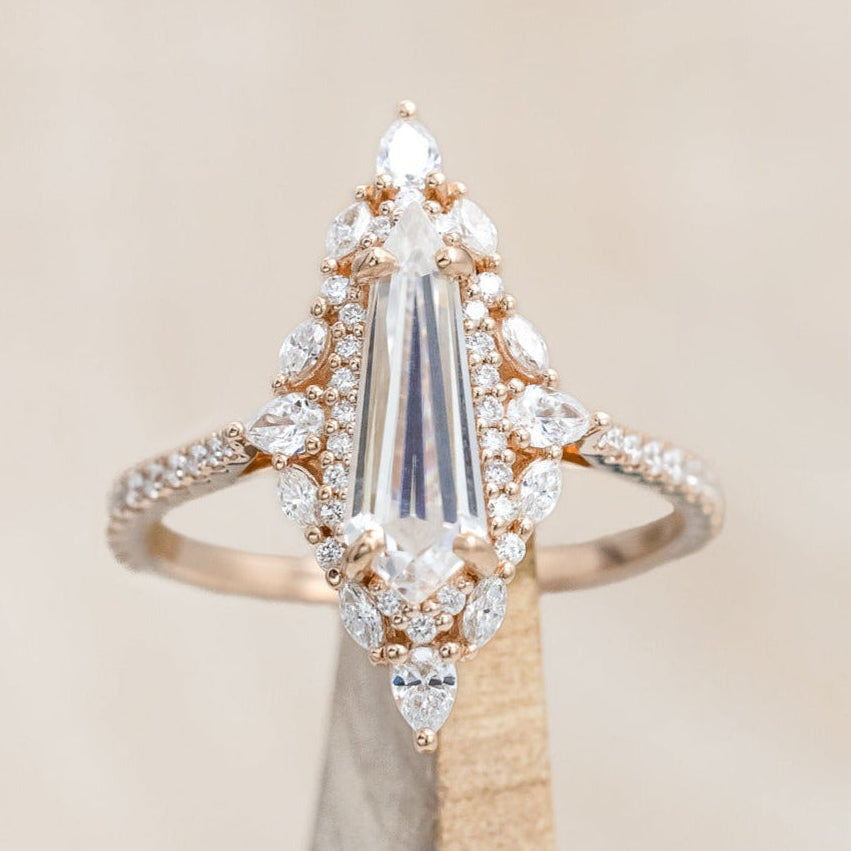 "North Star" - moissanite women's engagement ring with a diamond halo and accents