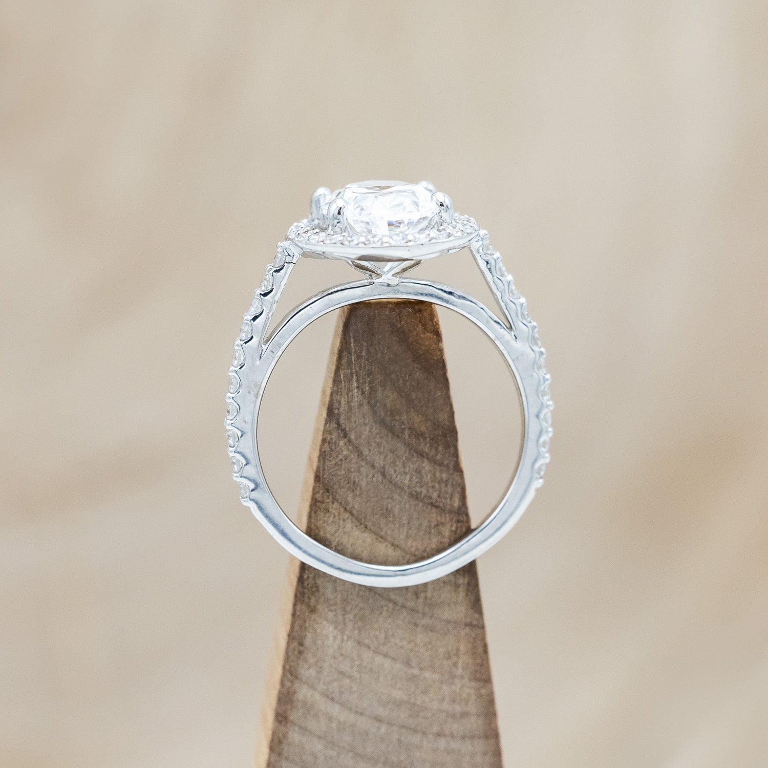 "EREN" - OVAL CUT MOISSANITE ENGAGEMENT RING WITH DIAMOND HALO & ACCENTS-Staghead Designs