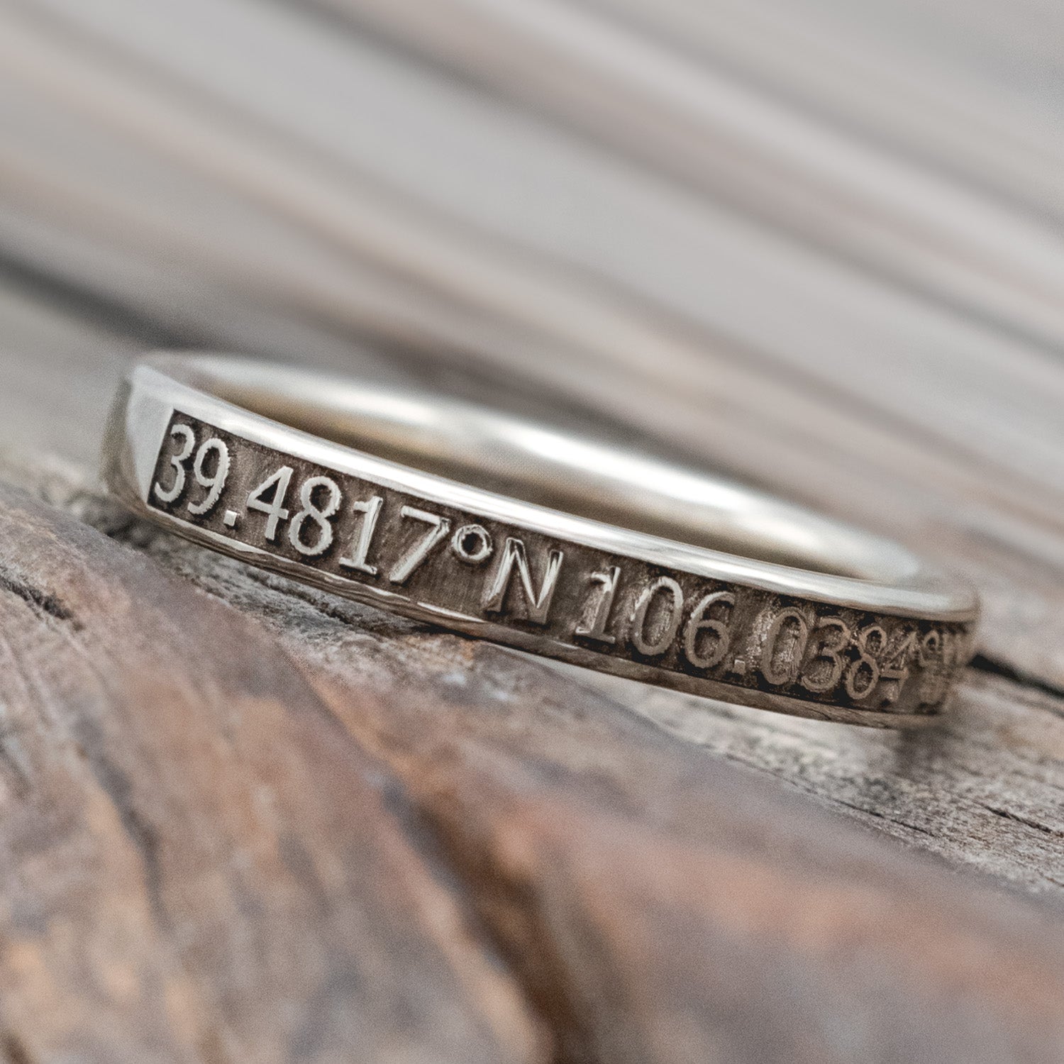 "PATH FINDER" - CUSTOM EMBOSSED COORDINATES STACKING BAND-Staghead Designs