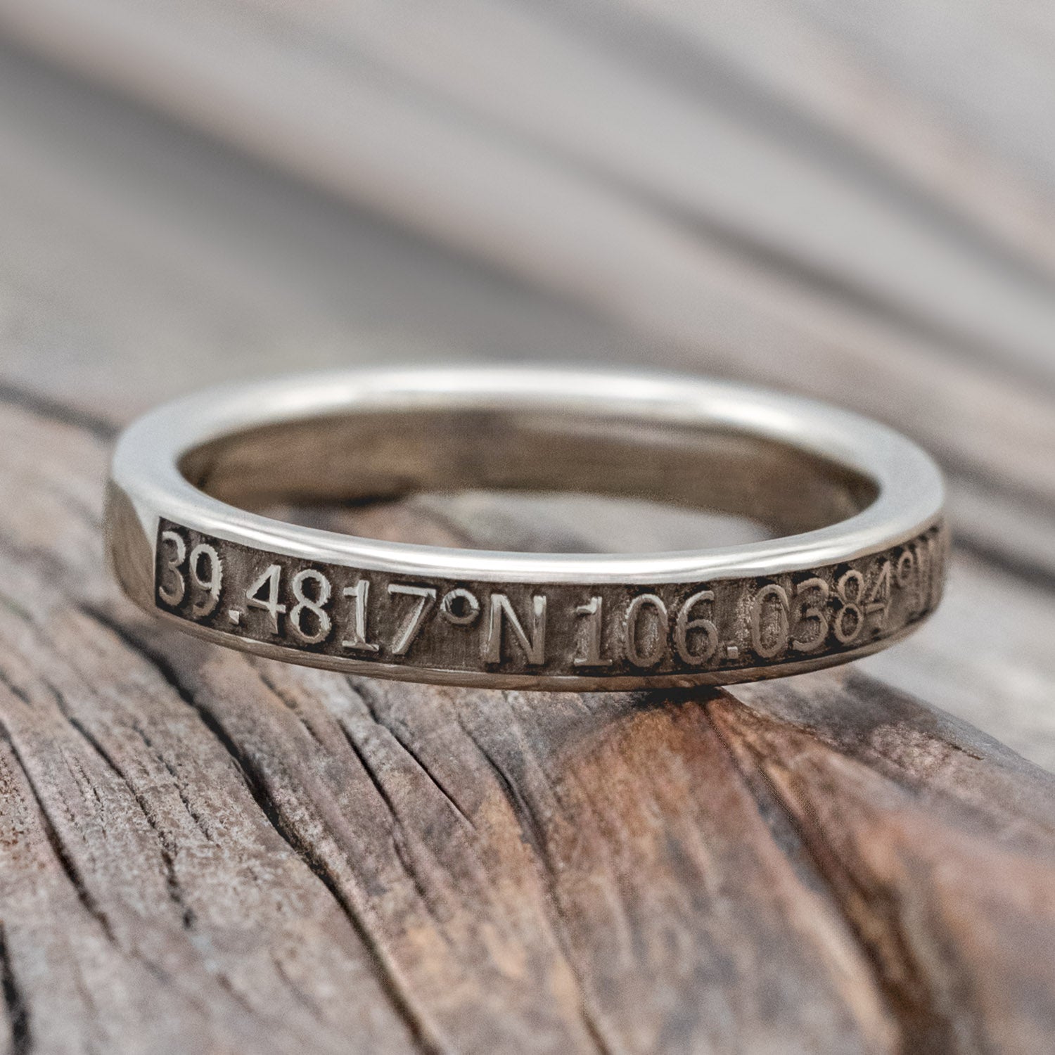 "PATH FINDER" - CUSTOM EMBOSSED COORDINATES STACKING BAND-Staghead Designs