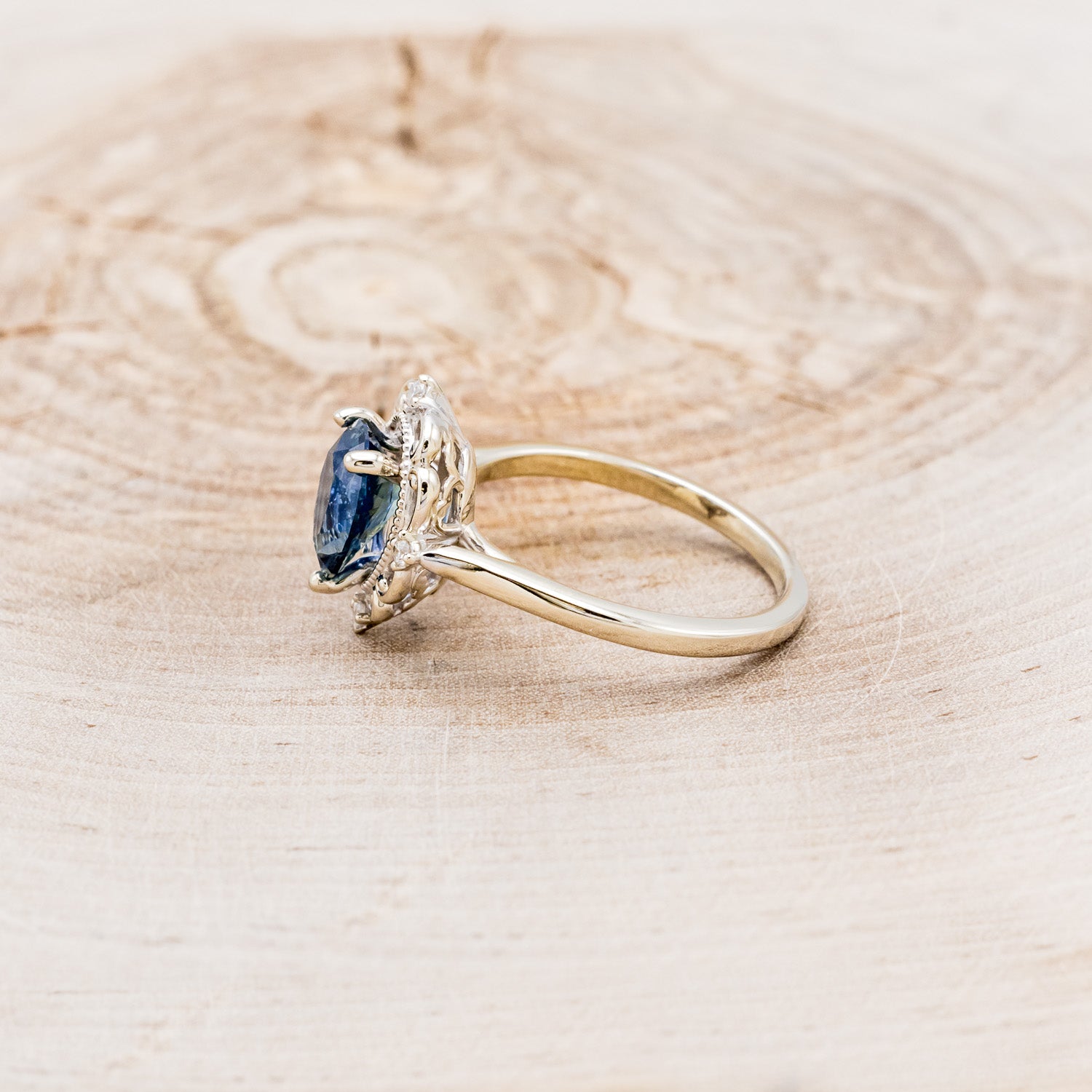 "VERA" - PEAR SHAPED LONDON BLUE TOPAZ ENGAGEMENT RING WITH DIAMOND ACCENTS-3