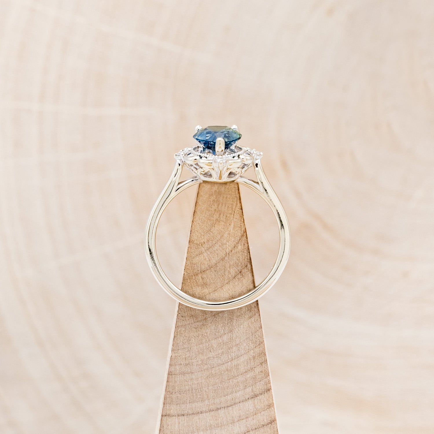 "VERA" - PEAR SHAPED LONDON BLUE TOPAZ ENGAGEMENT RING WITH DIAMOND ACCENTS-6