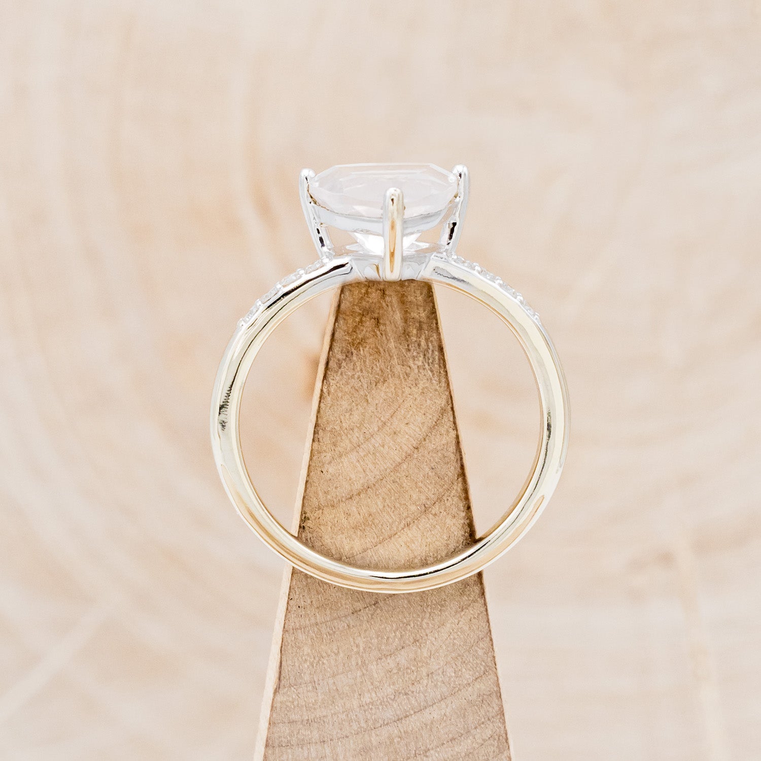 "PIPER" - TRILLION CUT ROSE QUARTZ ENGAGEMENT RING WITH DIAMOND ACCENTS-10