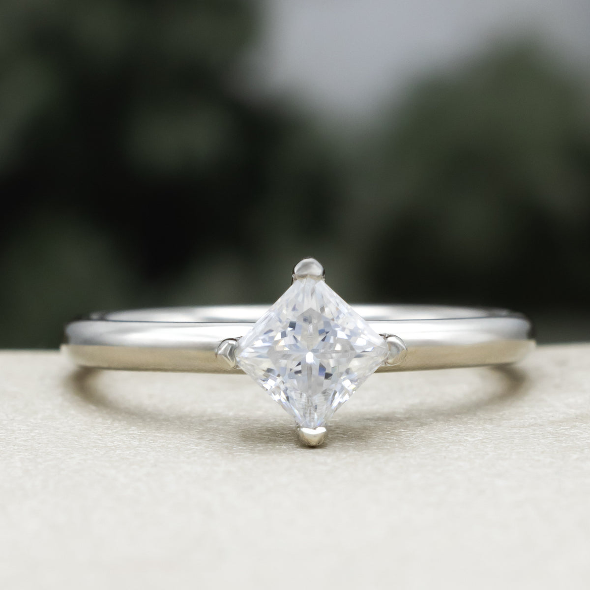 "Quinn" - Point-Set Princess Cut Moissanite Solitaire Engagement Ring-Staghead Designs