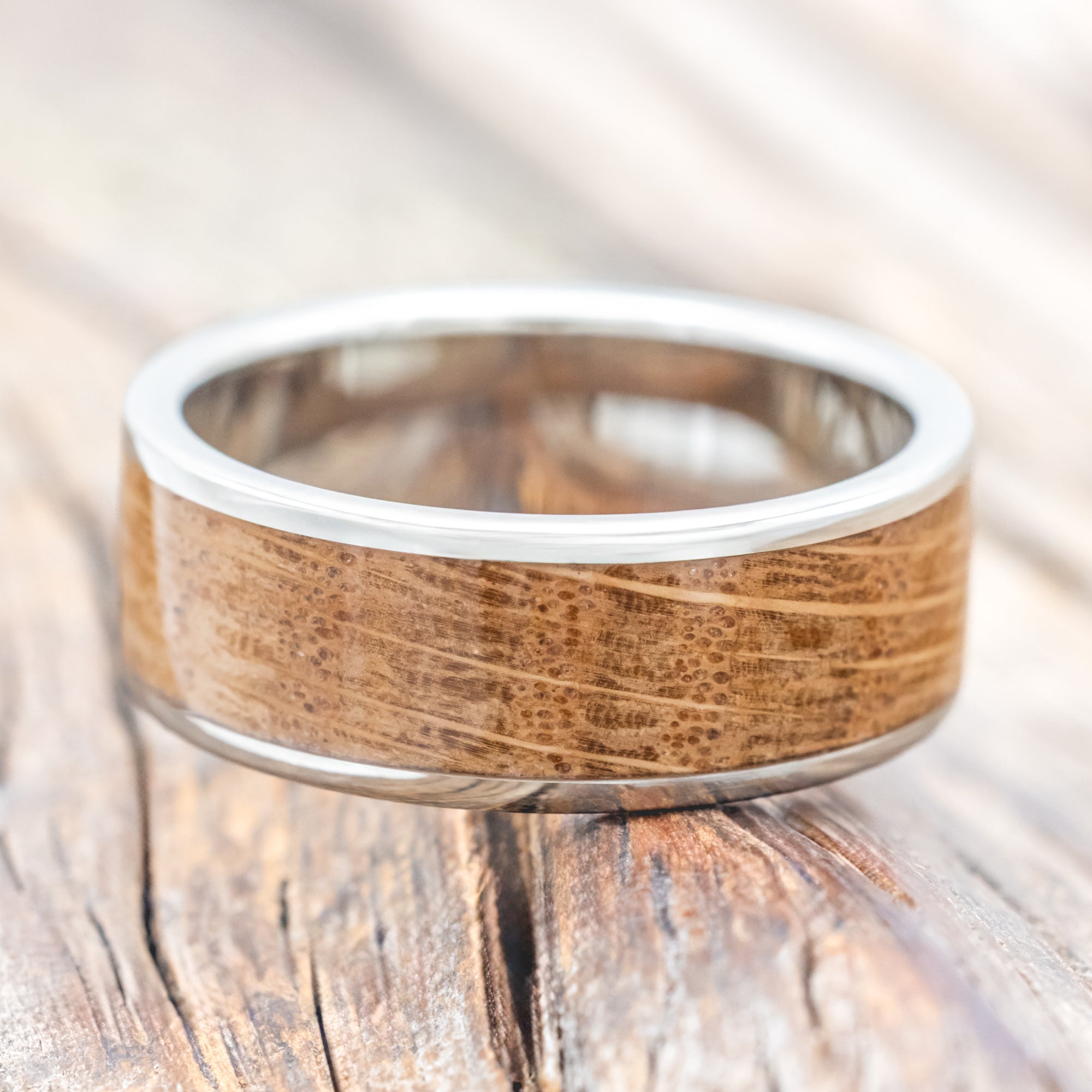 "RAINIER" - WHISKEY BARREL OAK WEDDING RING-Staghead Designs