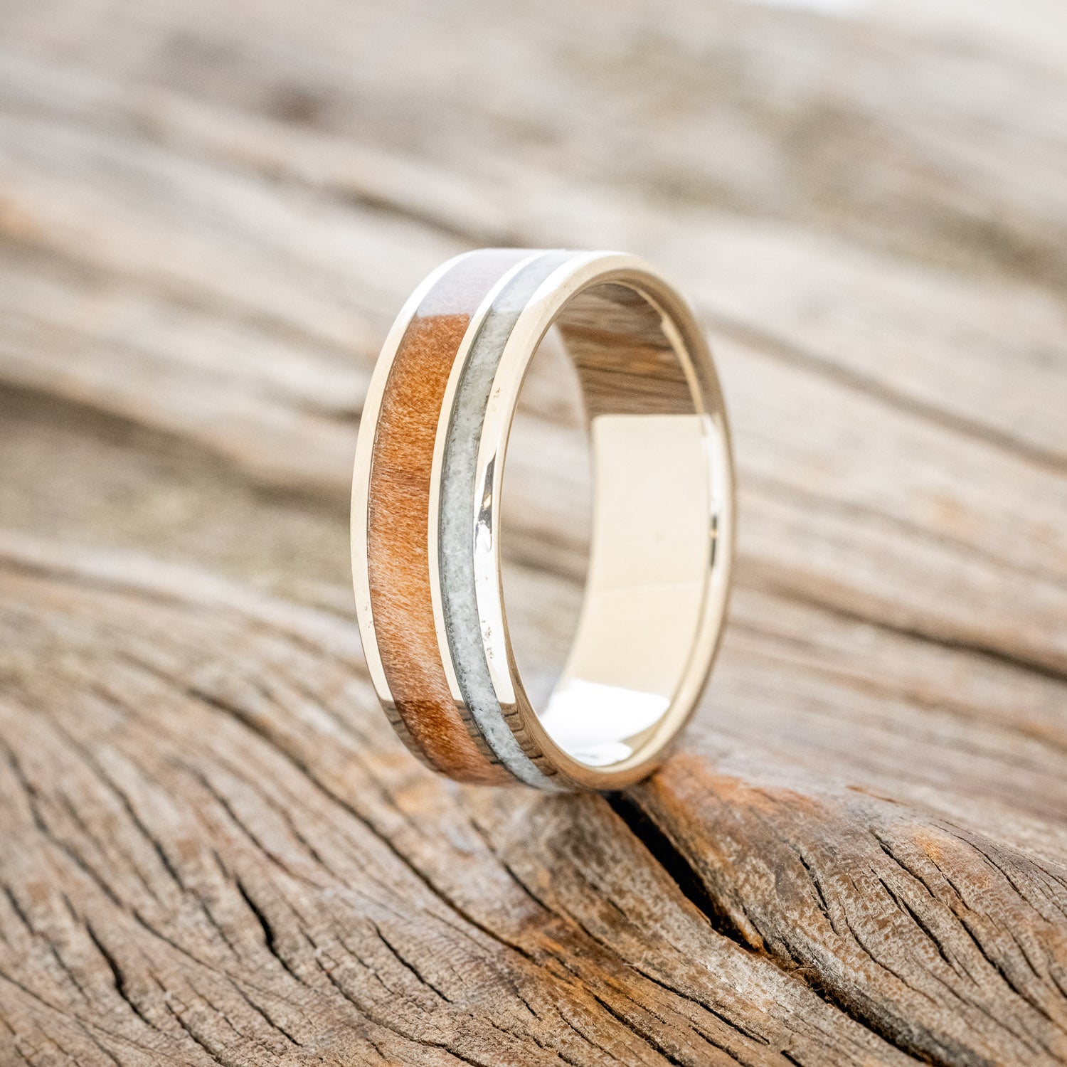 "RAPTOR" - REDWOOD & GRANITE WEDDING RING-10