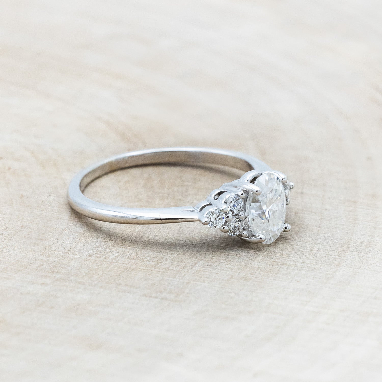"RHEA" - OVAL MOISSANITE ENGAGEMENT RING WITH DIAMOND ACCENTS-Staghead Designs