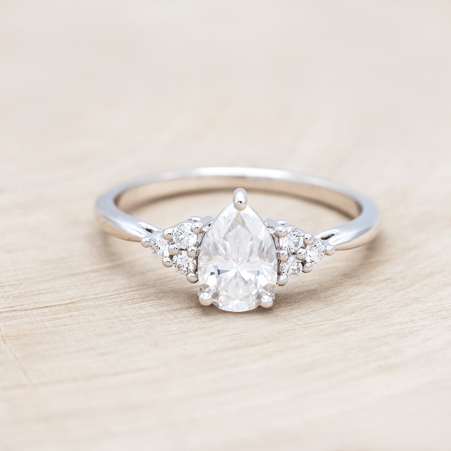 "RHEA" - PEAR CUT ENGAGEMENT RING WITH DIAMOND ACCENTS-Staghead Designs