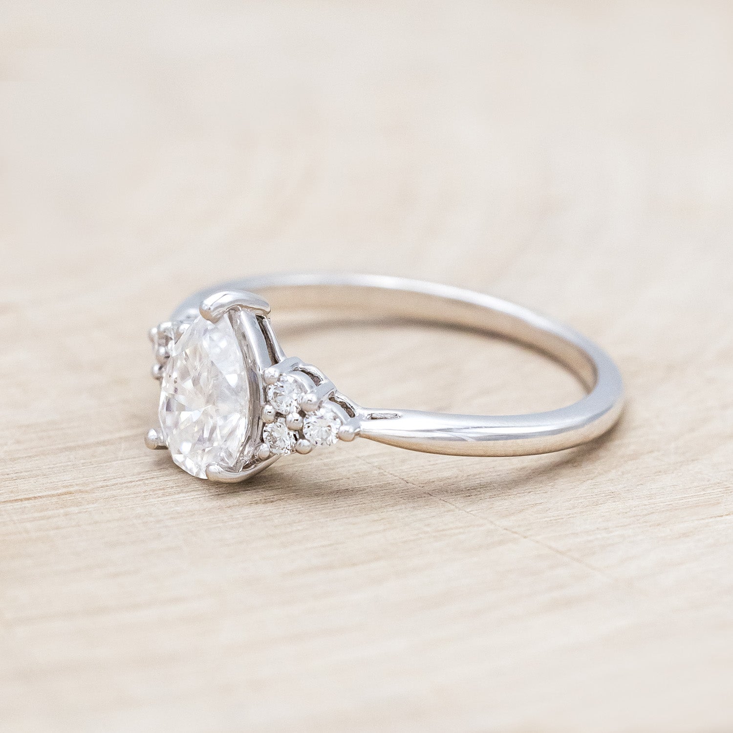 "RHEA" - PEAR CUT ENGAGEMENT RING WITH DIAMOND ACCENTS-Staghead Designs